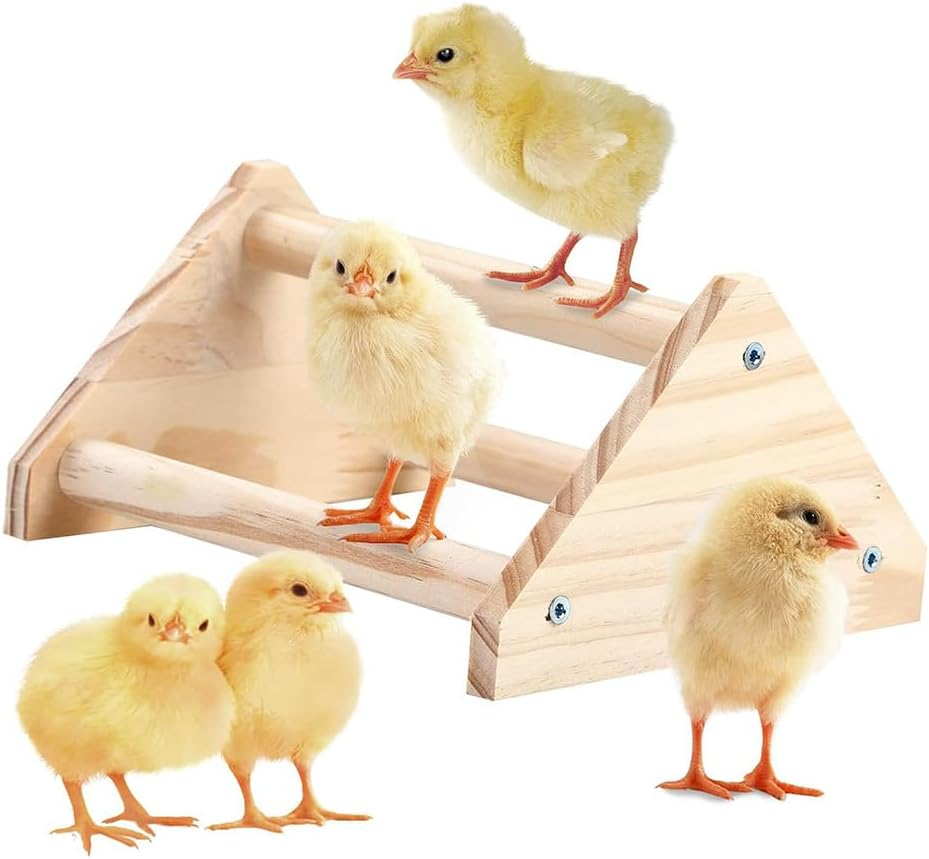Grouse Perch with Mirror, Wooden Stand for Small Birds, Chicken Training Toys, Jungle Gym Perch for Small Birds, Parrots, Macaws, Chicks, Chicken Coop, Brooders image number 2