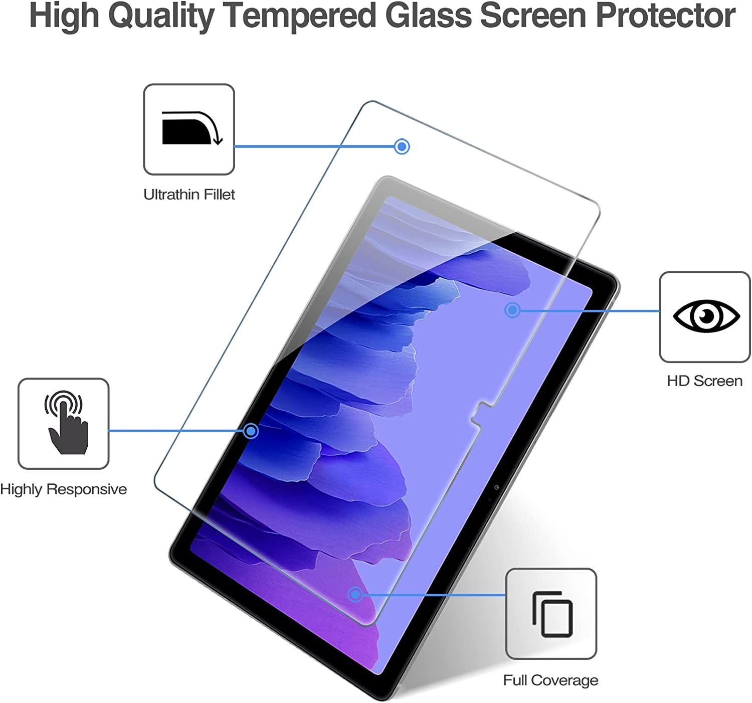 [2 Pack] Procase Galaxy Tab A7 10.4 Screen Protector 2022 2020 (SM-T503/T500/T505/T507), Tempered Glass Screen Film Guard for 10.4 Inch Galaxy Tab A7 Tablet image number 4