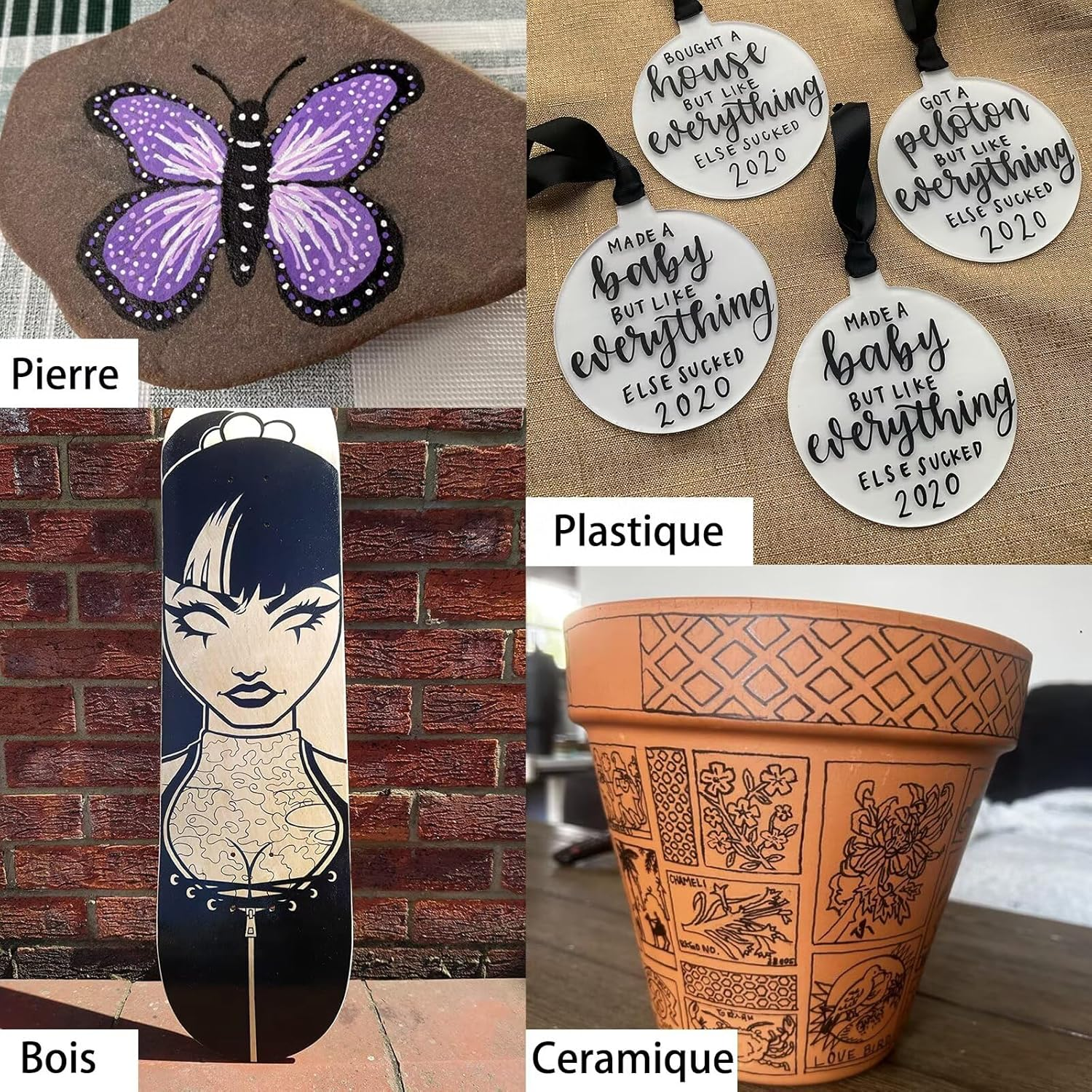 Aurobliss Acrylic Pens Black Pack of 8 Waterproof Pens for Wood, Canvas, Stones, Plastic, Clothing, Fabric - 2-3 Mm Thick Tip, Permanent Black Ink - Black image number 5