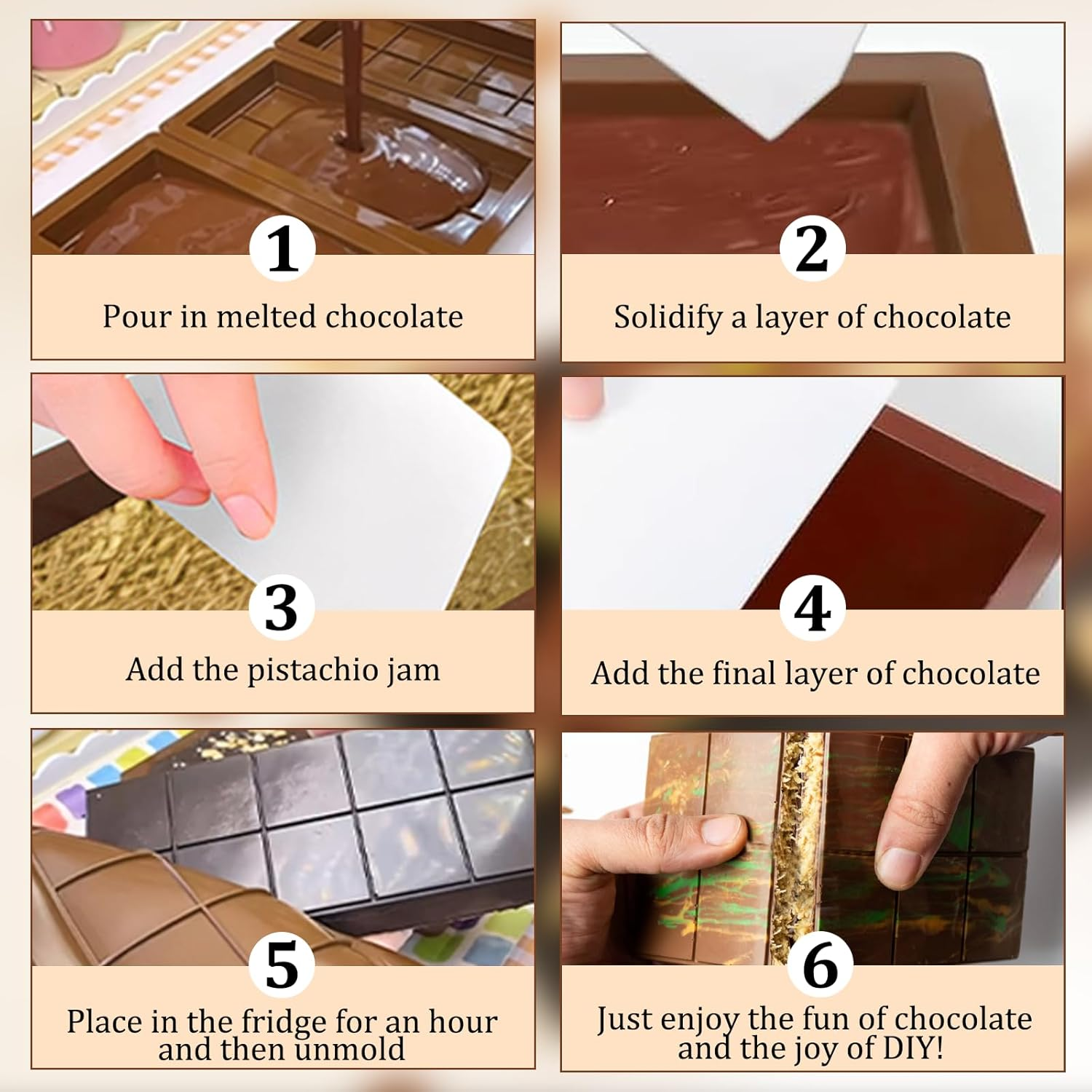 Deep Chocolate Bar Moulds Silicone 2 Pcs Big Chocolate Bar Deep Chocolate Mould Thick Chocolate Mould Candy Moulds (Chocolate-2Pcs)