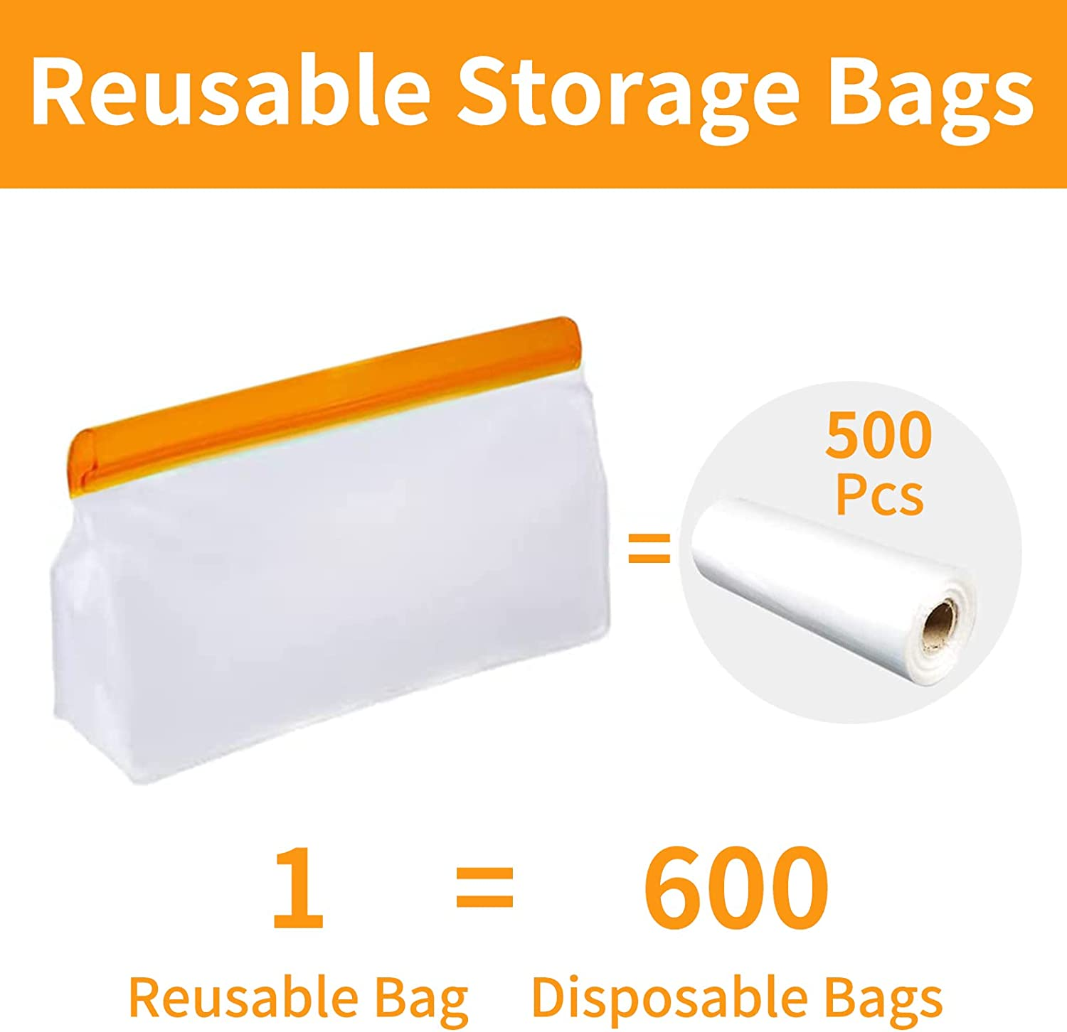 Reusable Food Storage Bags 10 Pack - Stand up Leakproof Bags for Kitchen, 2 Gallon + 4 Sandwich + 4 Snack Freezer Bags for Meat, Fruit, Cereal image number 2