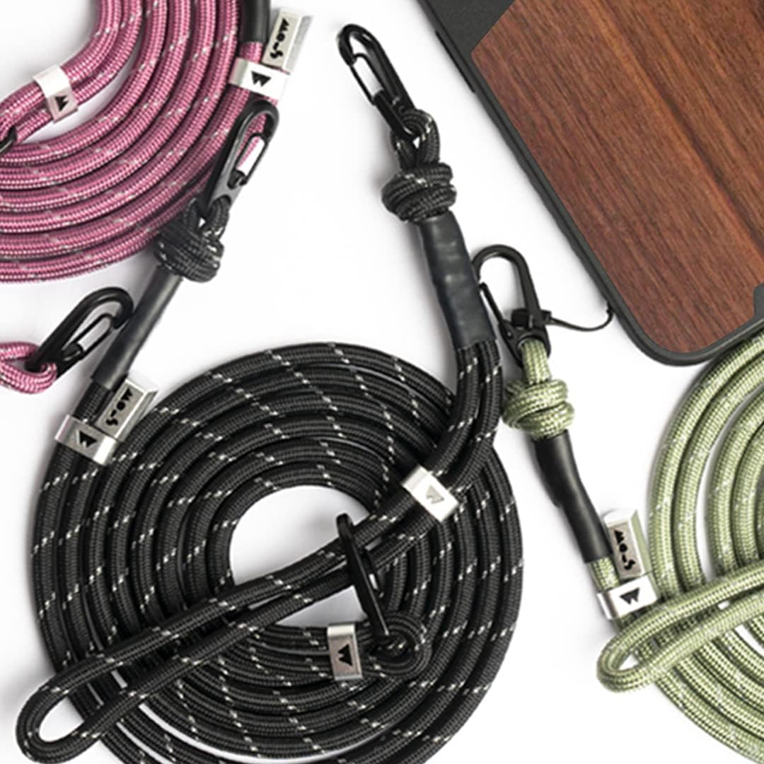 Mous &ndash; Phone Lanyard Crossbody with Detachable Wrist Strap &ndash; Black/Purple/Sage Green - PARENT, Black