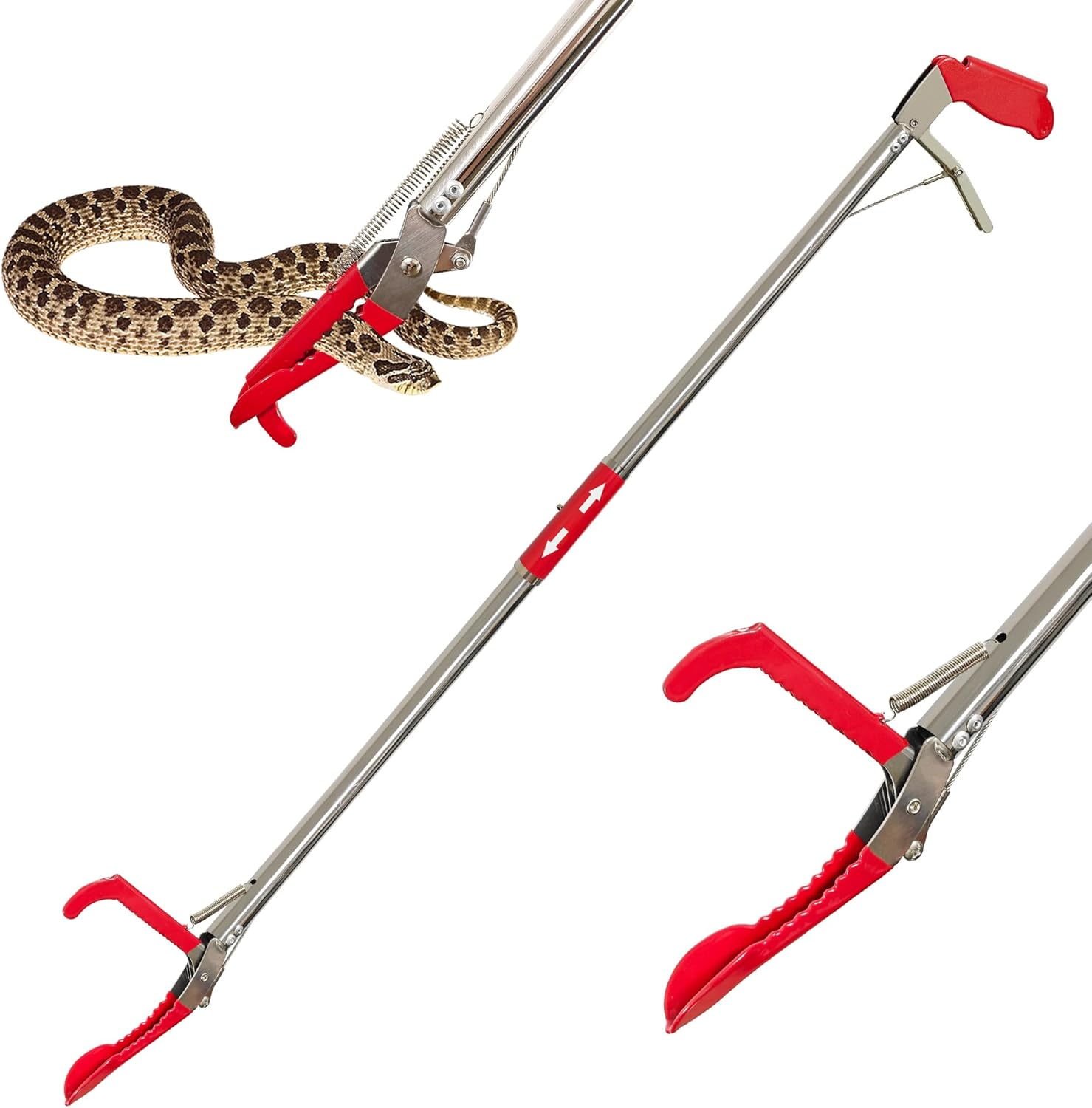 Coyxice 47" Professional Snake Tongs Heavy Duty Reptile Rattle Snake Catcher Wide Jaw Handling Tool Stainless Steel Collapsible Grabber Outdoor Catch Tool with Non-Slip Grip Handle image number 2