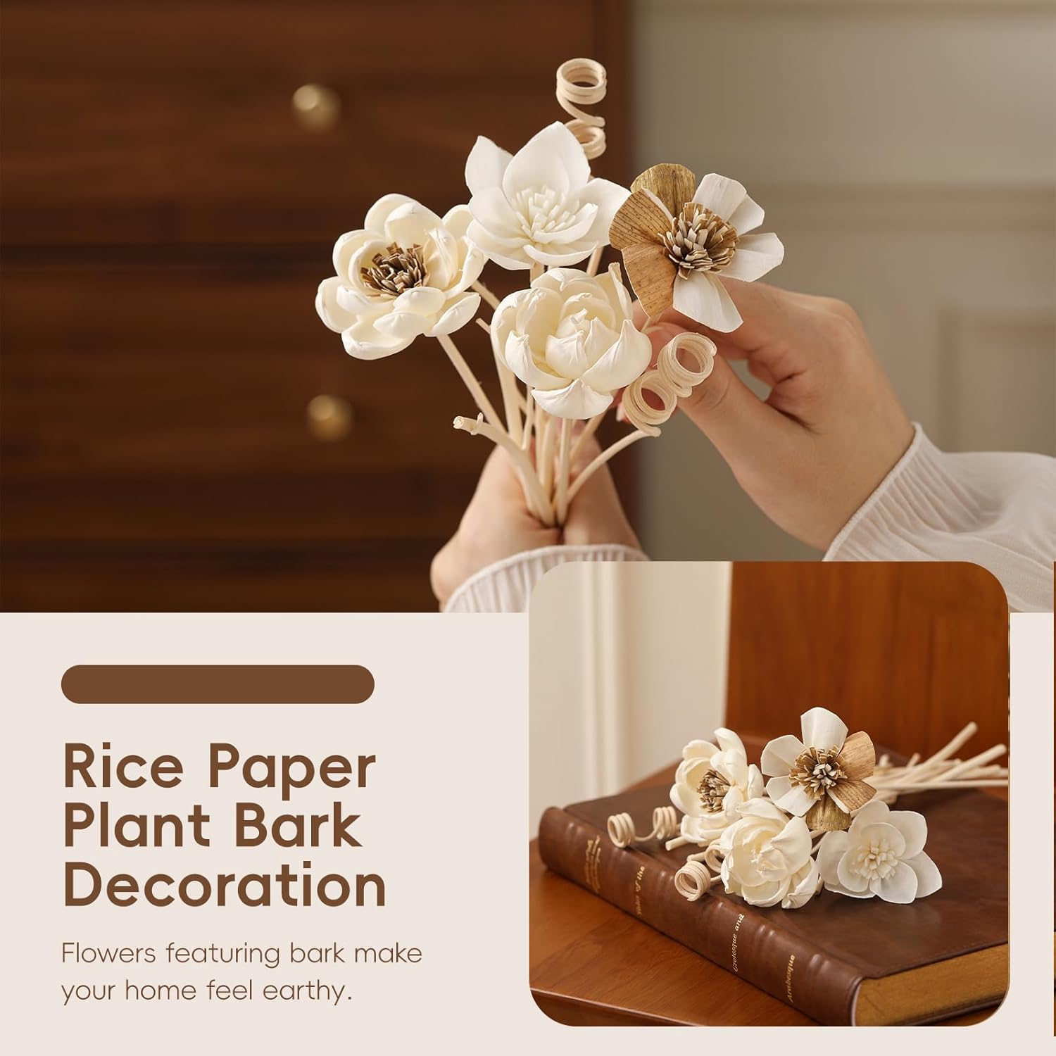 Reed Diffuser Sticks, 12Pcs Natural Flower, White Paper Core Material, Perfect for Living Room, Kitchen, Bedroom, Decor image number 3