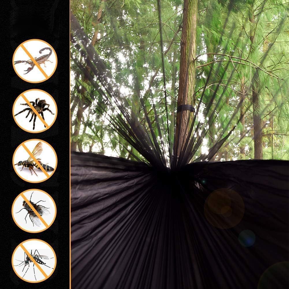 APEXORIGIN Camping Hammock with Mosquito Net, Portable Hammocks with Adjutable Loops and Tree Straps, Double & Single Hammock Tent for Outdoor, Hiking and Travel (Black) image number 2