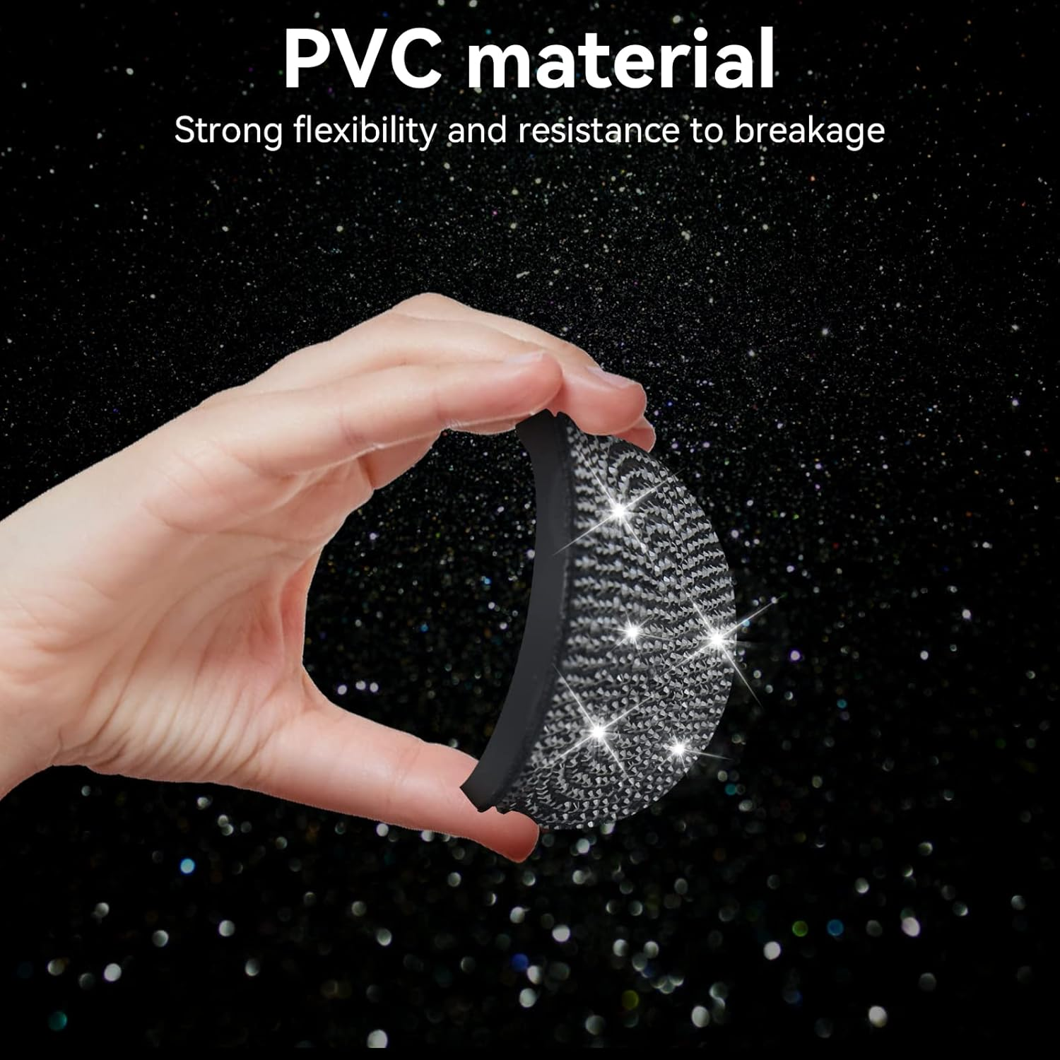 SINGARO Bling Cup Holder Coasters for Car, 2PCS Universal Non-Slip Cup Holder, Embedded Decorative Coasters, Shiny Crystal Car Interior Accessories Gifts for Women (Black) image number 4