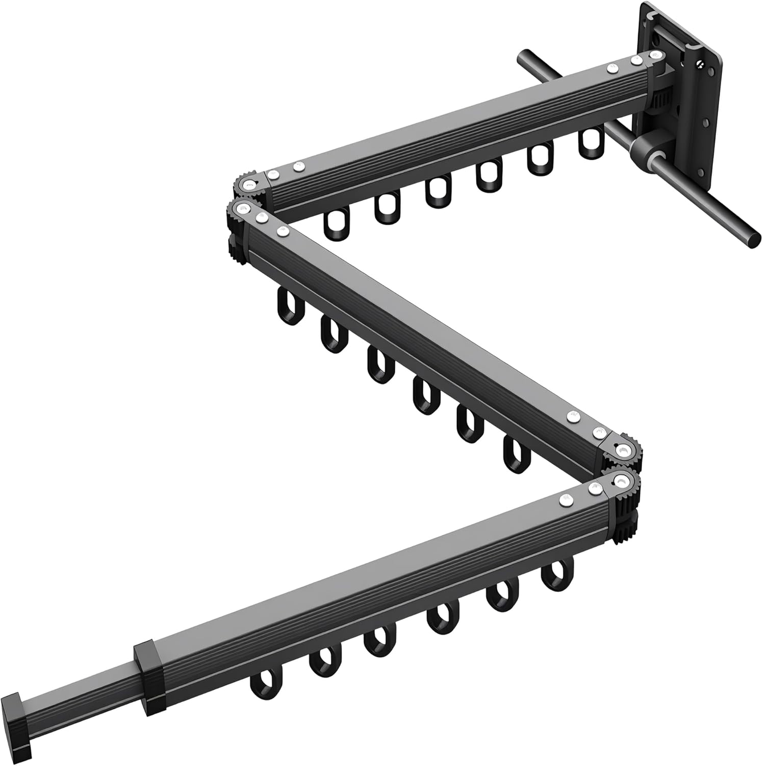 SNSUTY Clothes Drying Rack, Tri-Fold Laundry Drying Rack Wall Mount, Space Saver Clothes Rack with Ring Type Hooks, Retractable, Collapsible, for Balcony, Laundry, Bathroom image number 4