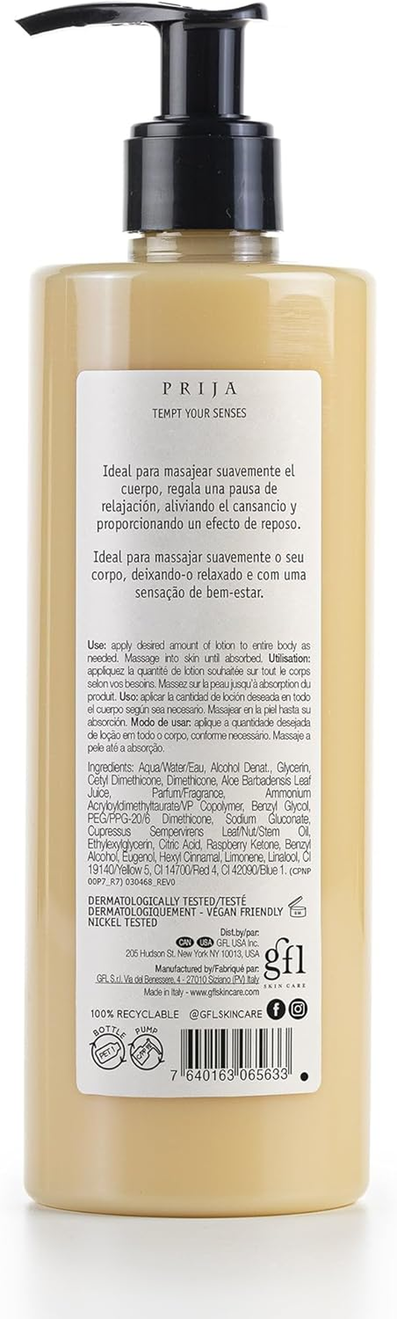 Prija Relaxing Massage Lotion with Aloe Vera and Cypress Oil, Refreshing and Moisturising Body Cream Leaves You Feeling Relaxed and with a Sense of Wellbeing 380Ml image number 5