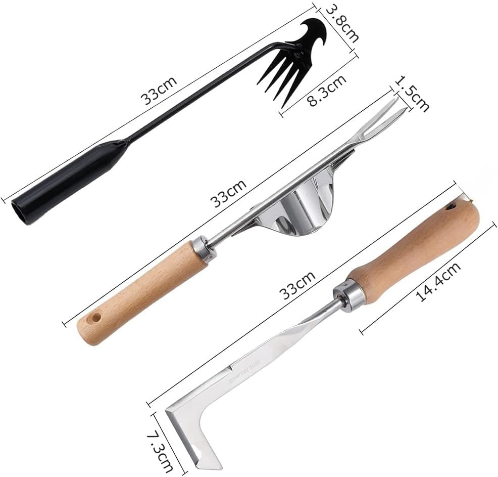 3-Piece Weeding Tool Set, Stainless Steel Digging Grass Tool, Paving Slab Moss Removal, L-Shaped Gardening Crevice Weeding Sickle, for Lawn Edger and Driveway image number 1