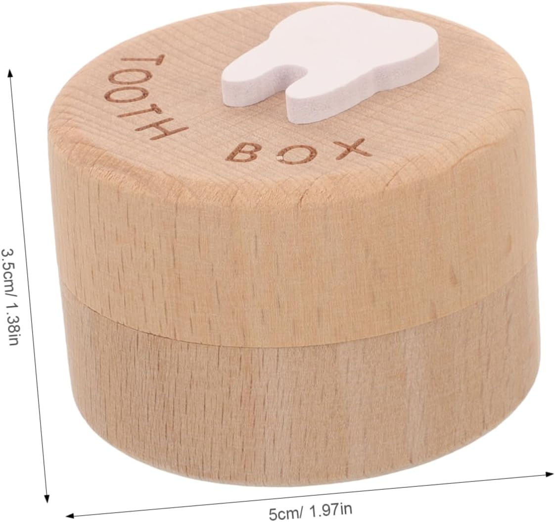 Baby Tooth Box Wooden Keepsake Tooth Holder Storage Container Natural Wood Souvenir Organizer for Boys and Girls and Baby Hair Storage image number 3