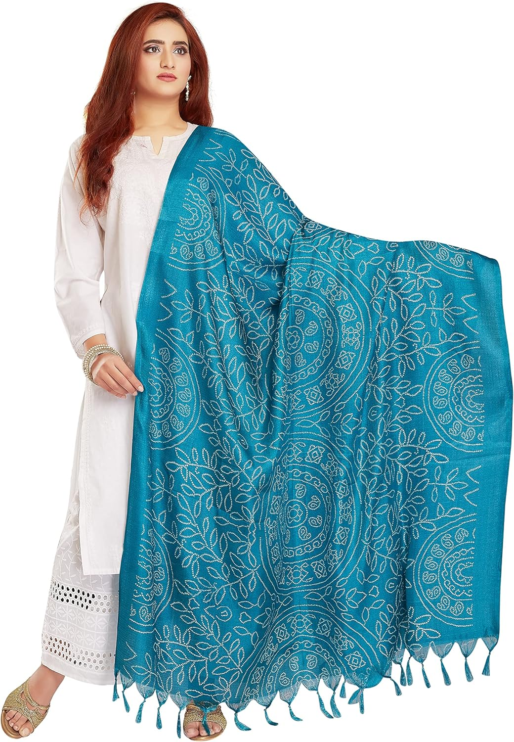 RANI SAAHIBA Women'S Art Silk Printed Dupatta - Dark Grey image number 5
