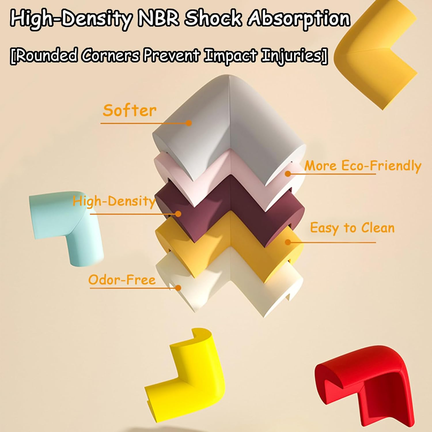 10Pcs Corner Protector, Edge and Corner Protector Baby Proofing, Thick NBR Safety Bumper Strips with Adhesive, Easy-Clean Furniture Guards for Tables, Cabinets, Counters (Beige) image number 4