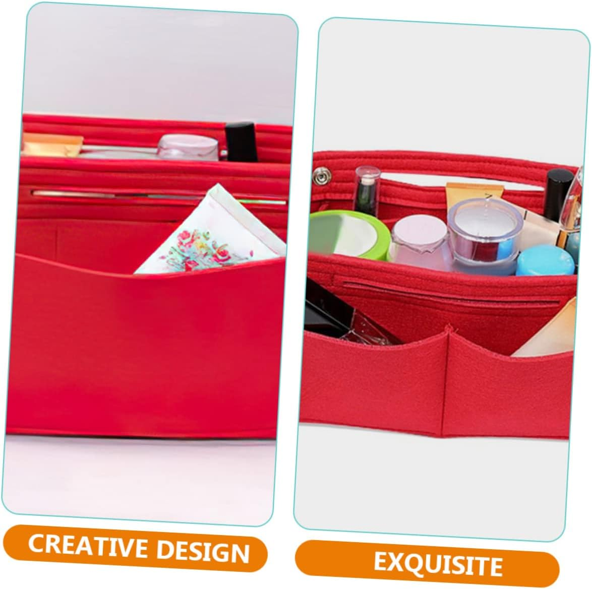 STOBAZA 4Pcs Purse Organizer Insert Felt Handbag Organizer Insert Tote Bag for Travel Storage Bag image number 2