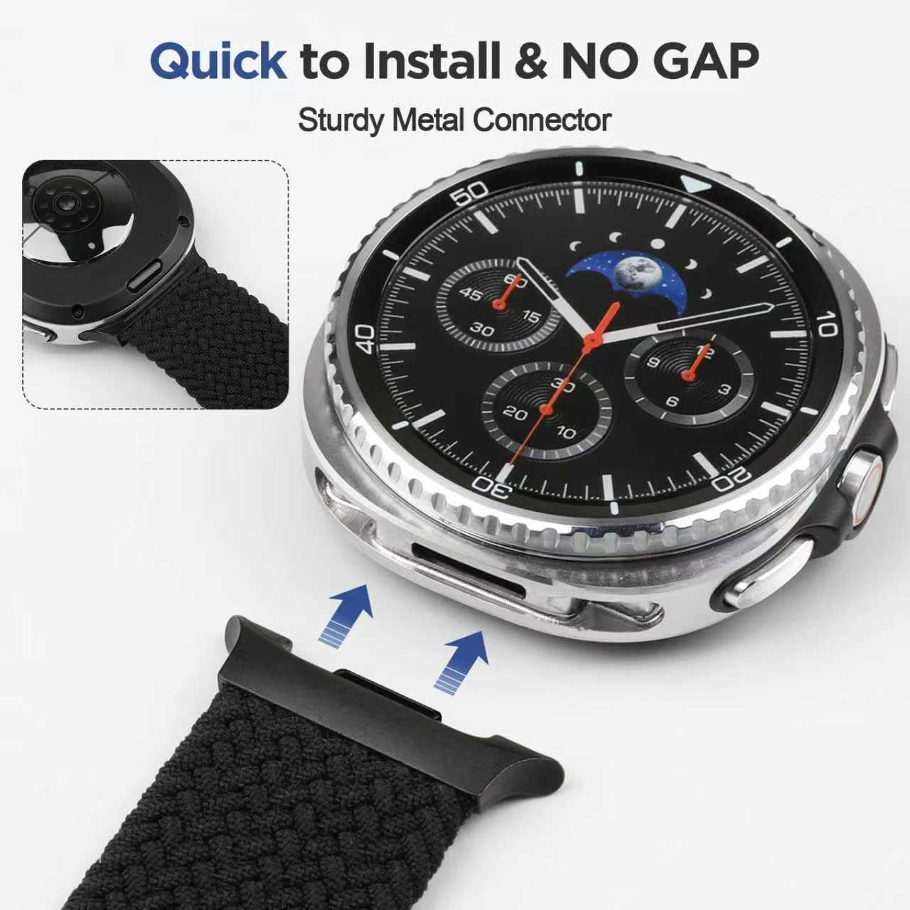 KEYSJEFF Braided Magnetic Bands for Galaxy Watch 8 Band 40Mm 44Mm,Elastic Nylon Sport Strap Stretchy Fabric Wristbands Compatible with Samsung Galaxy Watch 8 Classic Bands 46 Mm - Black Rainbow image number 2