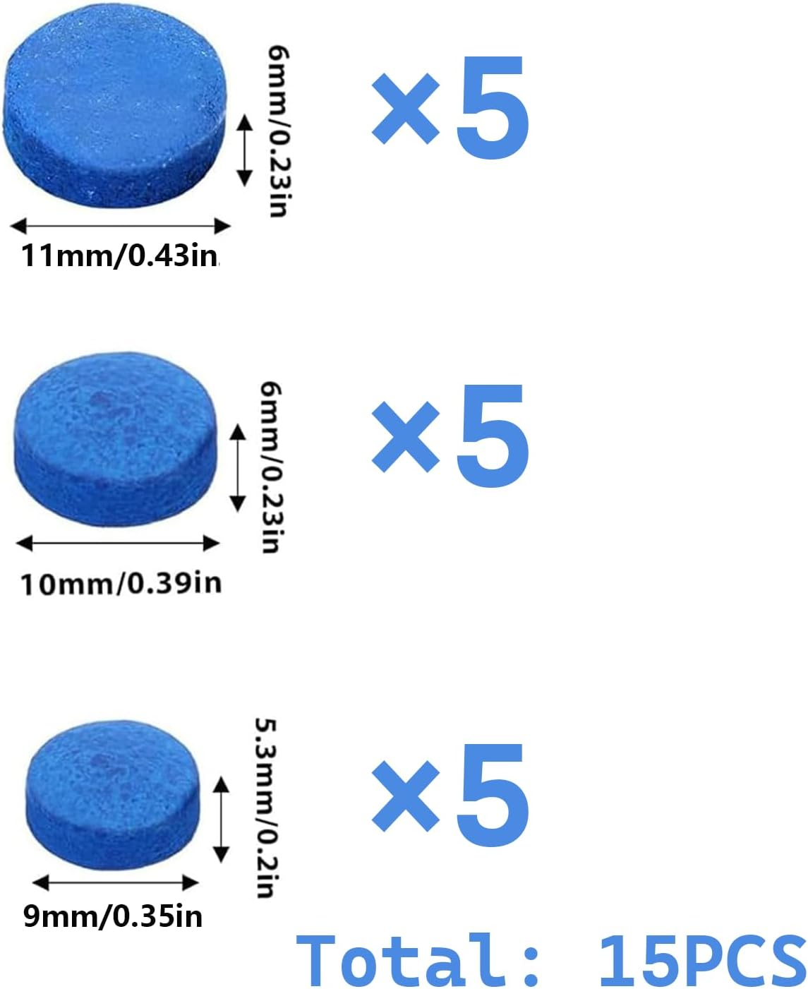 Yeanifeana 15PCS Premium Pool Billiard Cue Tips Replacement Kit, 9Mm/10Mm/11Mm Leather Tips for Pool Cues & Snooker Accessories image number 1