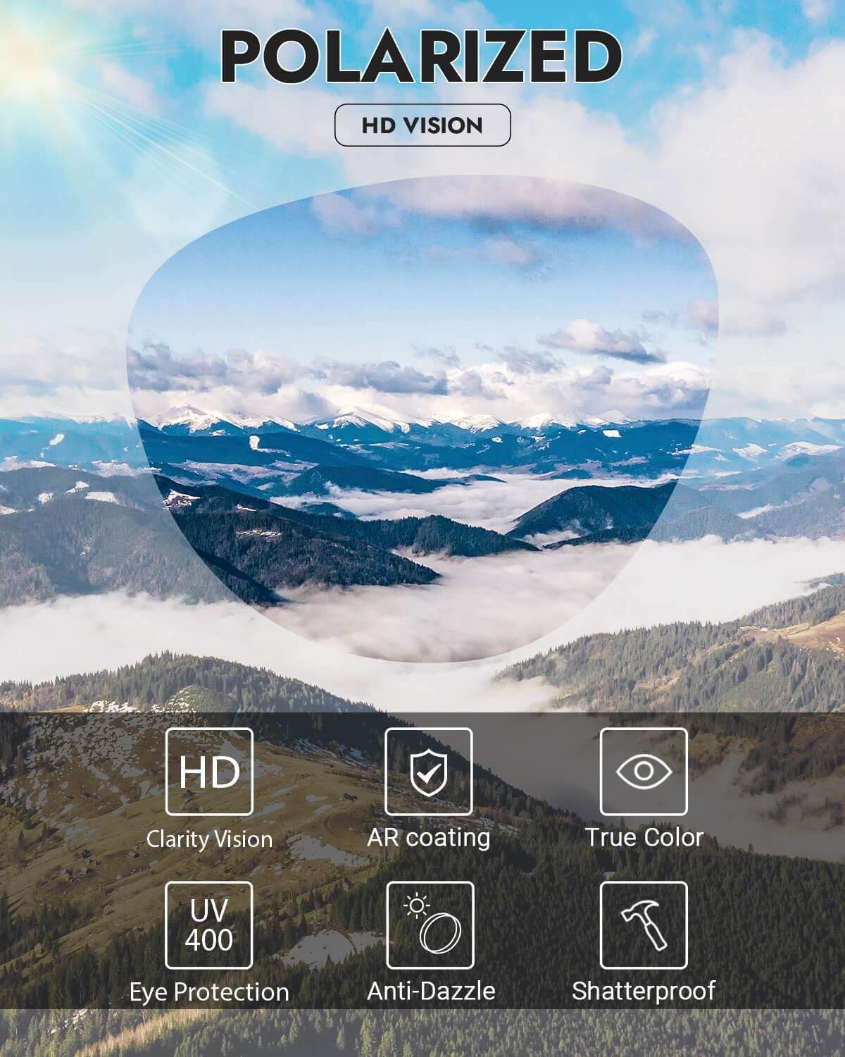 Meeloog over Glasses Sunglasses for Women Polarized Stylish Large Shades Cover Glass Women Cateye round UV400 for Driving - Bright Blue Frame Gradient Purple Lens image number 5