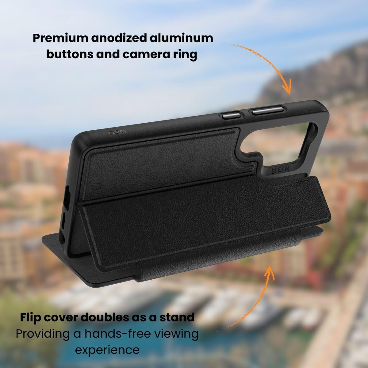 EFM Monaco Vegan Leather Wallet Case with D3O BIO for Samsung Galaxy S25 - Black image number 5