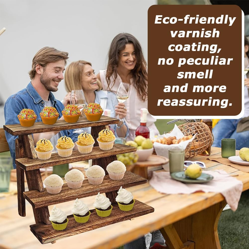 4-Tier Wooden Display Shelf, Desktop Tiered Plant Stand, Space-Saving Tabletop Organizer Rack, for Small Spaces Books & Decor (43 X 33.5 X 34.5CM) image number 3