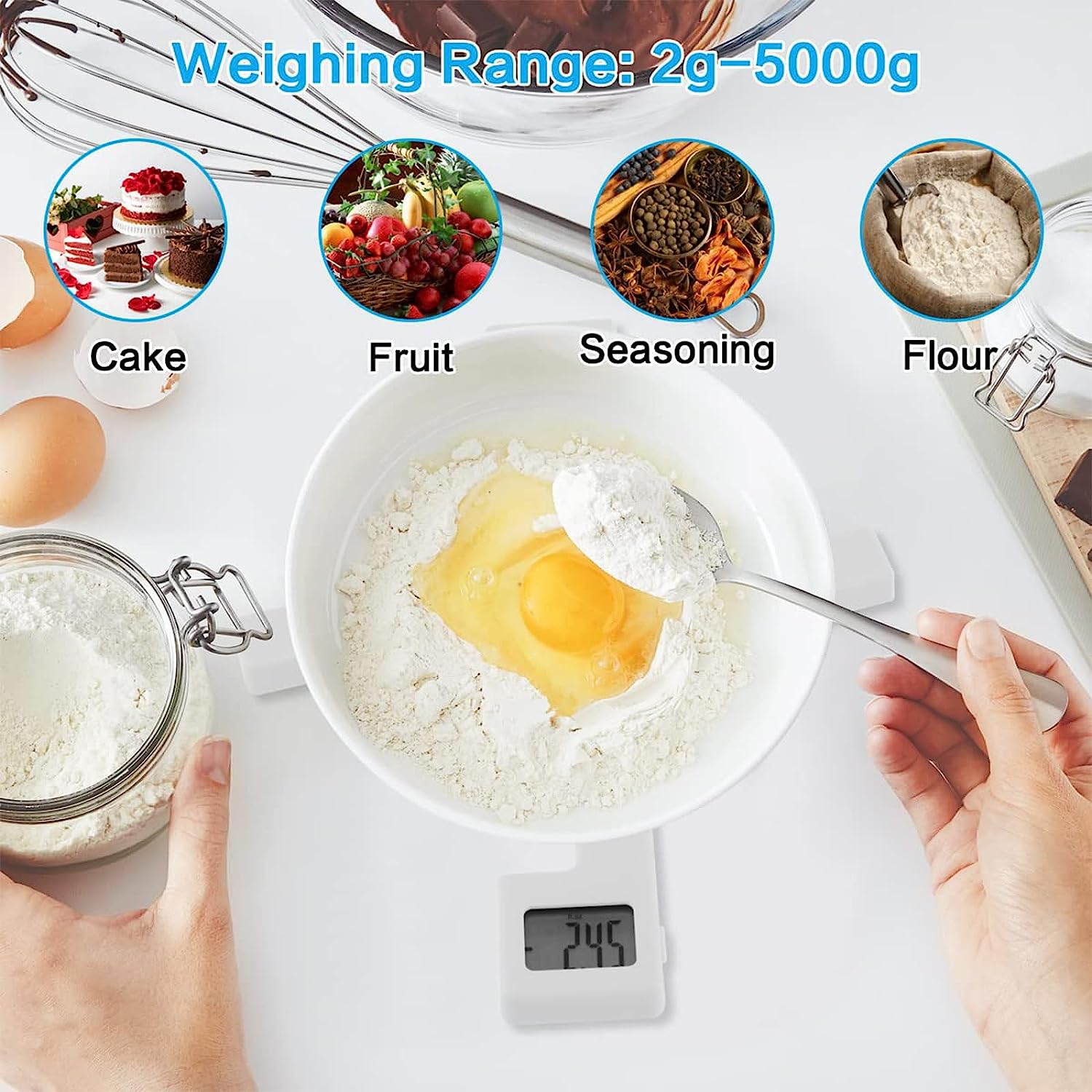 Folding Digital Kitchen Scale, Highly Accurate Compact Small Scale with LCD Display, Portable Travel Scale Multiple Units Supported for Measuring Intake of Healthy, White image number 4