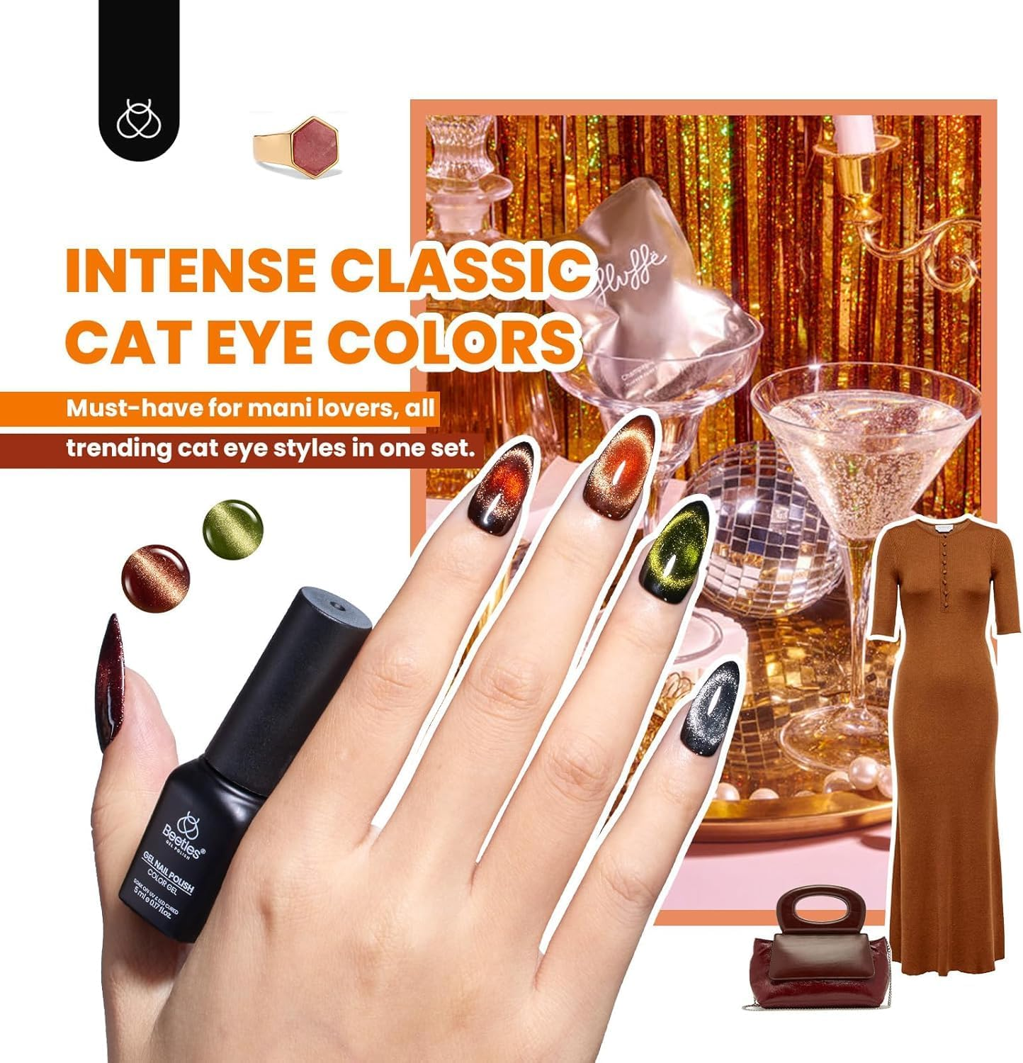 Beetles 20 Colors Cat Eye Gel Nail Polish Set with Base Gel and Matte Glossy Top Coat, Nude Pink Green Blue Gel Polish Lush Velvet with Magnet Soak off LED Nail DIY Art Home Salon Gifts for Women image number 6