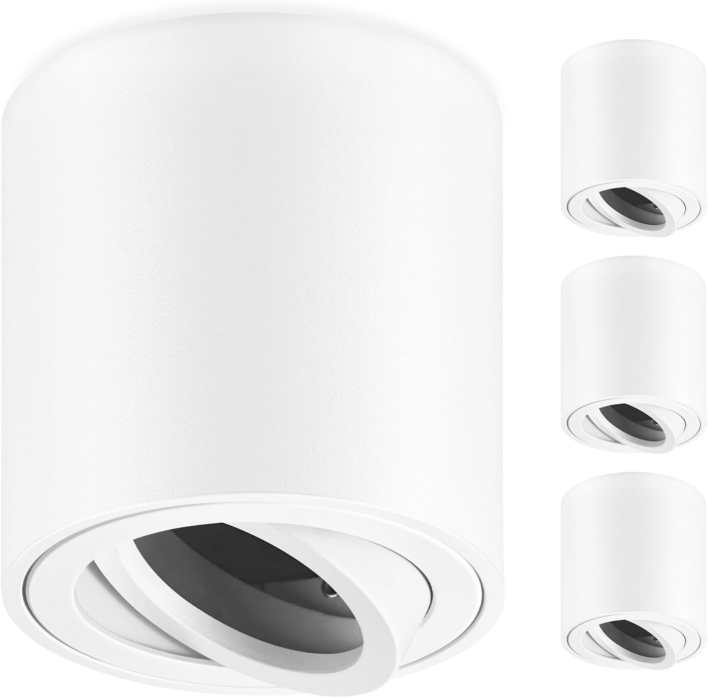 Geyoulux 4 X Adjustable Surface Mounted Spotlight, GU10 230V Ceiling Spotlights &Oslash;80 X 84 Mm, Ceiling Light LED GU10 Socket, Downlight Lamp Lighting for GU10 and LED Modules, White Round image number 5