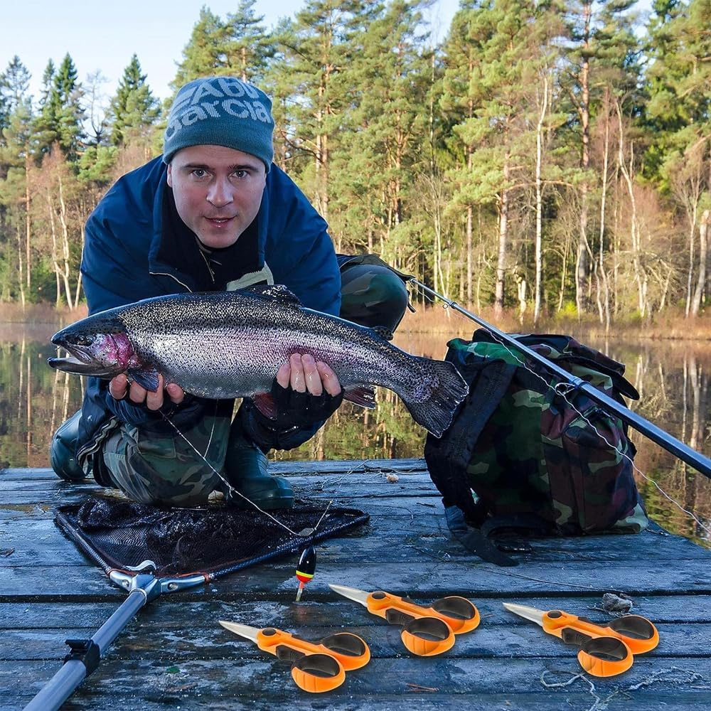 3 Pcs Fishing Scissors Fishing Scissor for Braided Line Finshing Line Cutter Multi Function Scissors Anti-Slip Serrated Edge Scissor image number 4