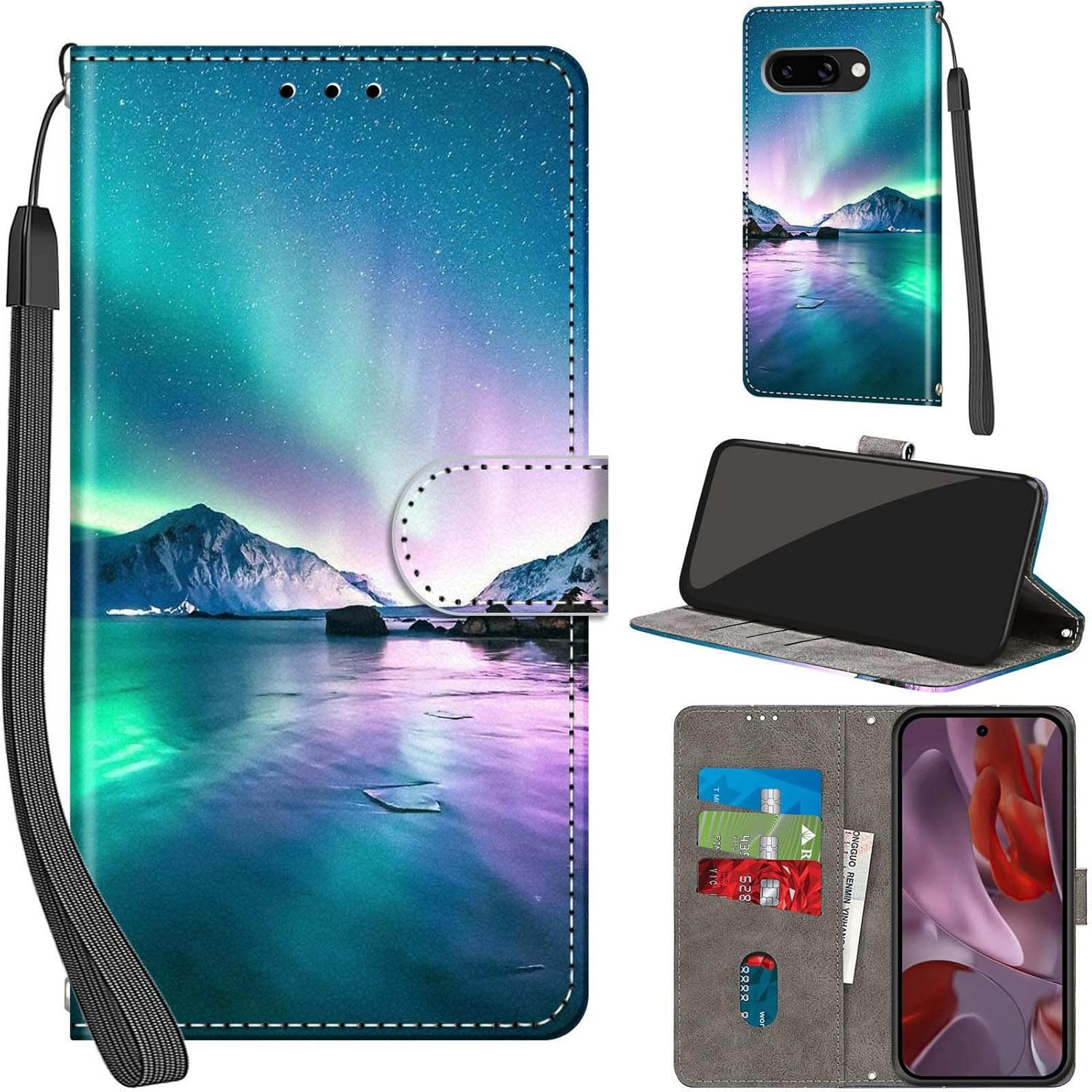 Mobile Phone Case for Google Pixel 9A Cases Premium Leather Case Foldable Wallet Magnetic Card Slot Stand Function Protective Case Compatible with Pixel 9A Cover, Butterfly