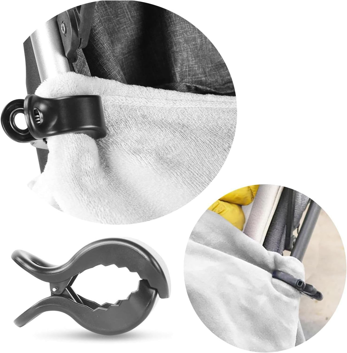 6 Pack Universal Stroller Pegs,Canopy & Nursing Cover,Toy Holder & Blanket,Pram Clips for Muslin Sun Shade, Car Seat & Buggy Accessory(Black)