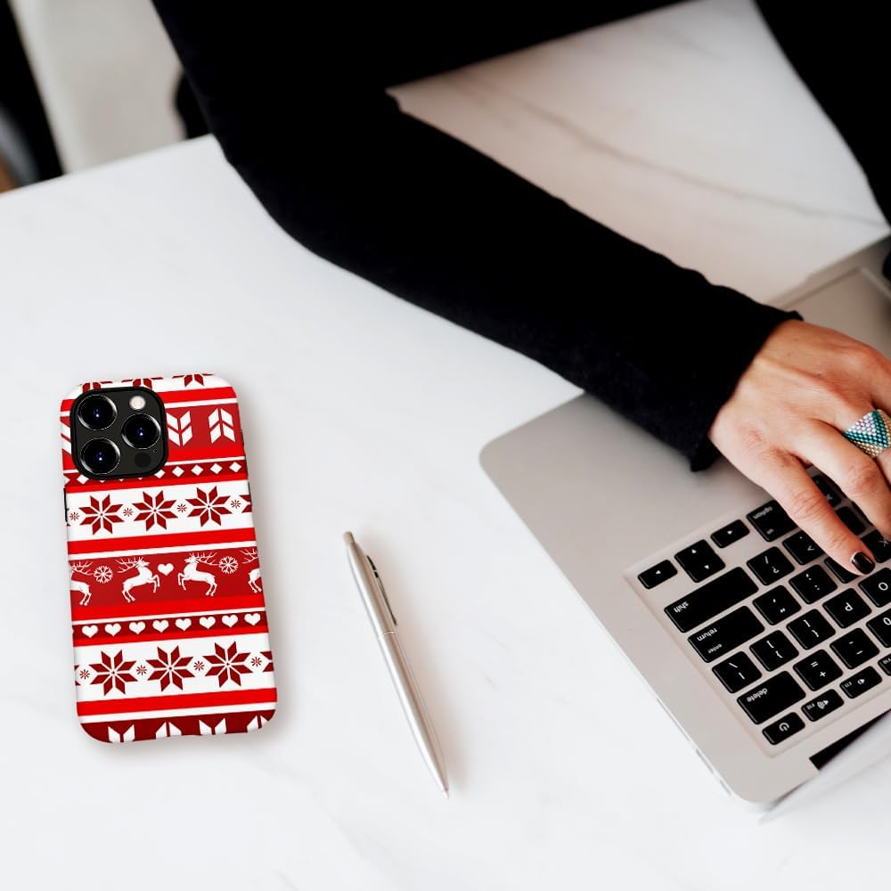 DAIZAG Compatible with for Iphone 16 Pro Max,Christmas Deer Heart Snow Phone Case Durable Shock Protection Cover for Girl Women Case for Iphone 16 Pro Max