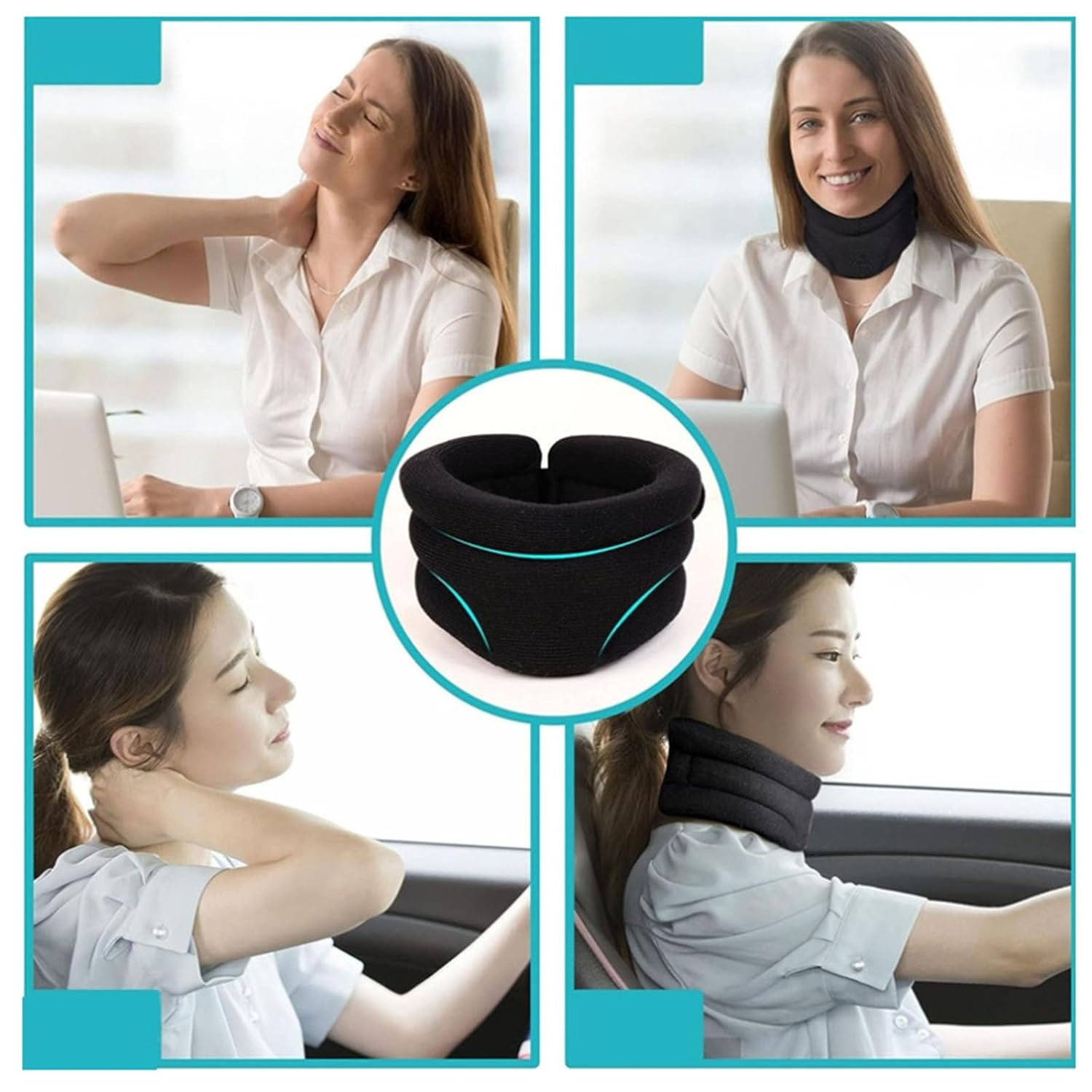 XUTONG Cervicorrect Neck Brace for Women Men,Soft Cervical Collar for Sleeping,Anti Snoring Neck Brace,Neck Pain Relief and Support(Black) image number 3