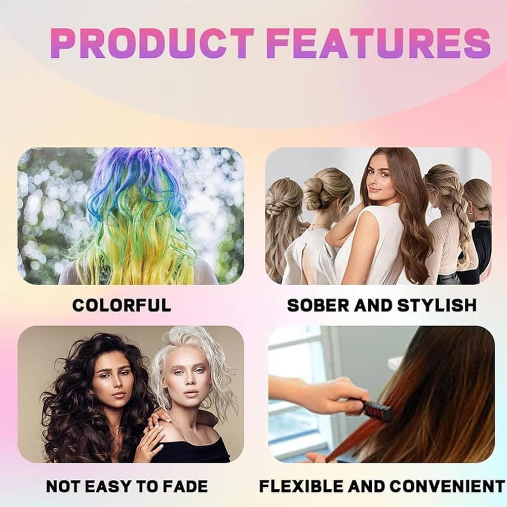 Hair Chalk Comb Temporary,10 Colors Hair Dye Comb,Hair Dye Comb Applicator,Disposable Multi-Color Hair Chalk Combset,Hair Chalk for Girls Washable, for Kids Boys Girls Party image number 1