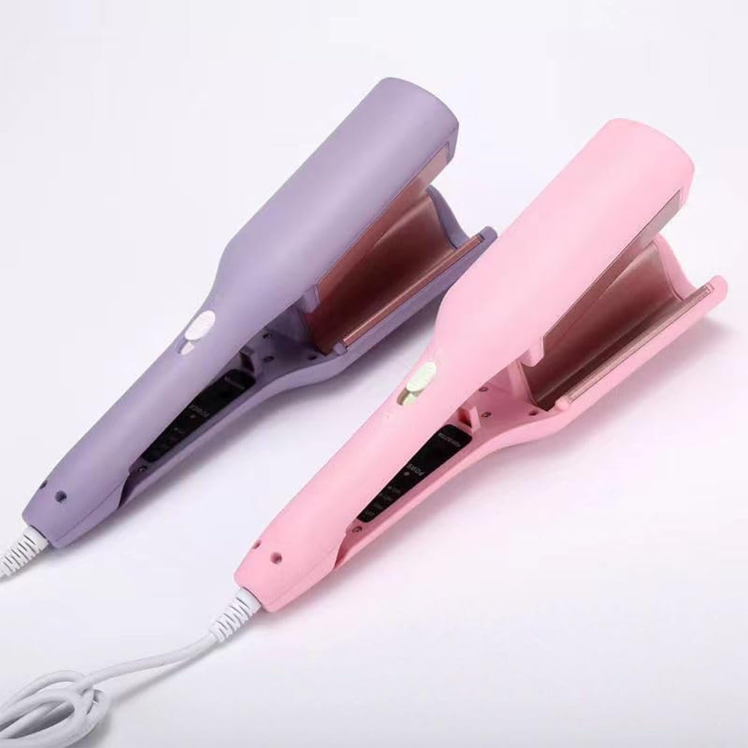 Hair Styling Tool with Negative Ionic Technology French Curls Iron Anti-Scald Waver Hair Crimper 3D Curling Iron for Quickly Creating for Travel & Home (Pink)