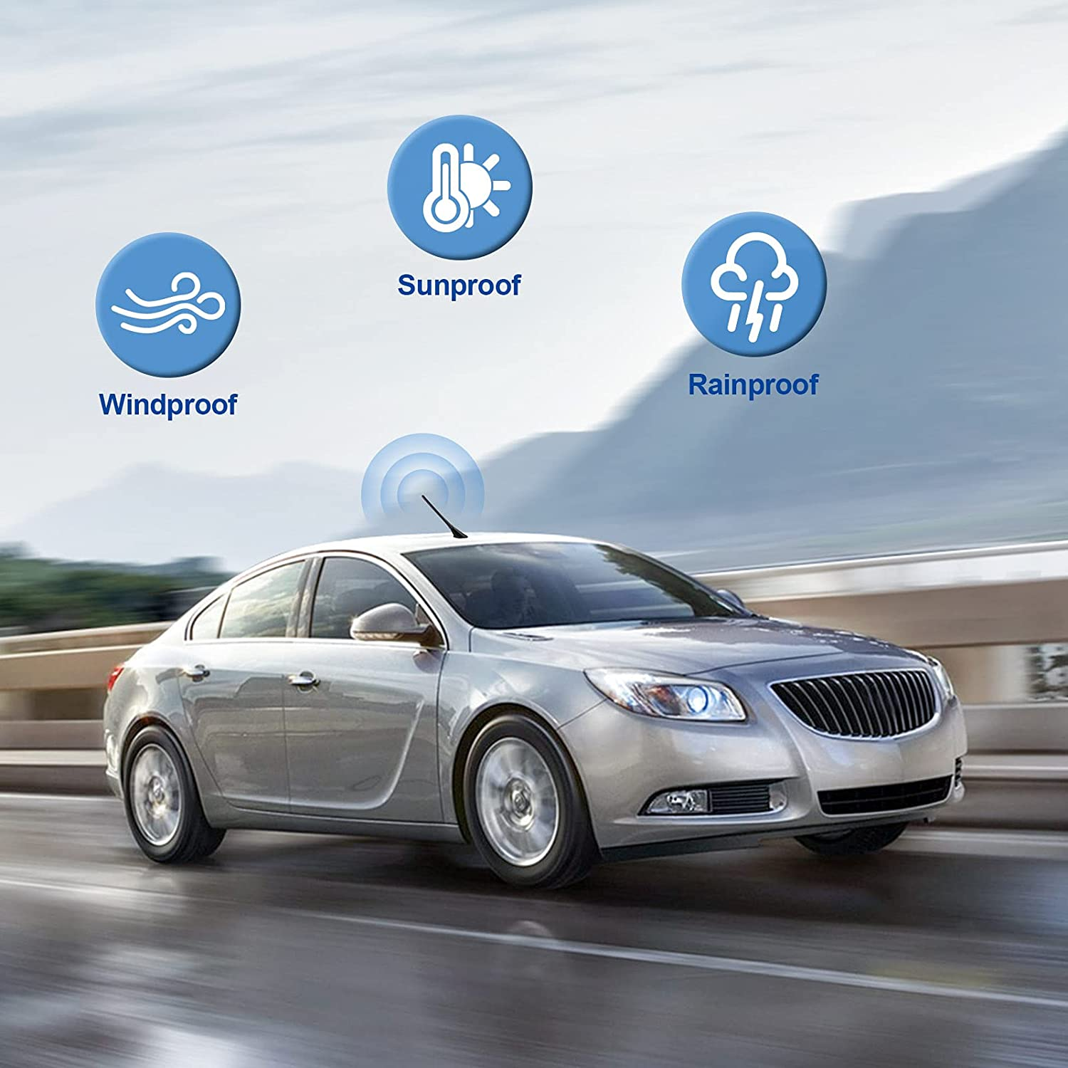 Bingfu Universal Vehicle Roof Mount Car Replacement Aerial Mast 16Cm/6.3 Inch Rubber Car Antenna image number 1