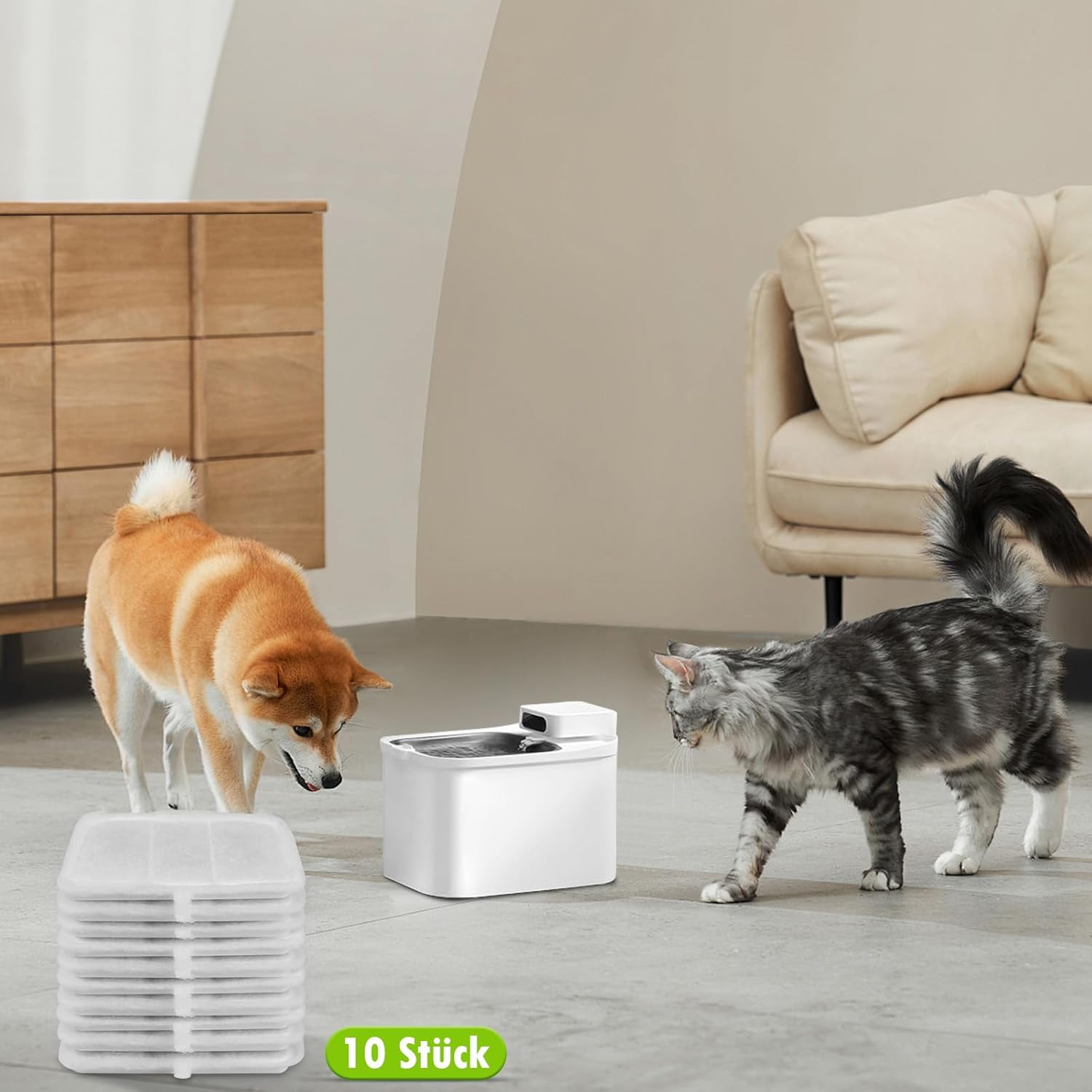 Pack of 10 Filters for Petkit Eversweet Max Pet Water Fountain, High Density Activated Carbon Can Filter Odours and Hair Impurities in the Water (10 Filters + 10 Sponges) image number 1