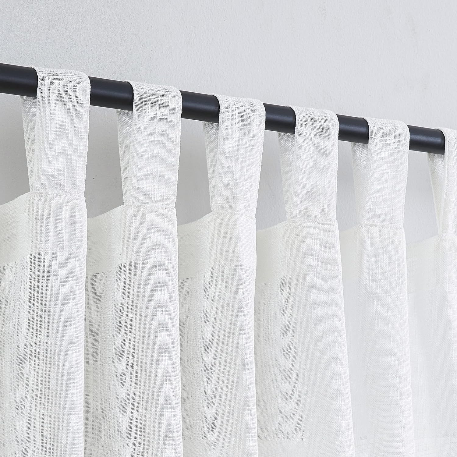 VOILYBIRD Natural Linen Semi Sheer Curtains Tab Top Light Filtering Elegant Curtains & Drapes for Bedroom 52 X 63 Inch Length, Set of 2 Panels image number 4