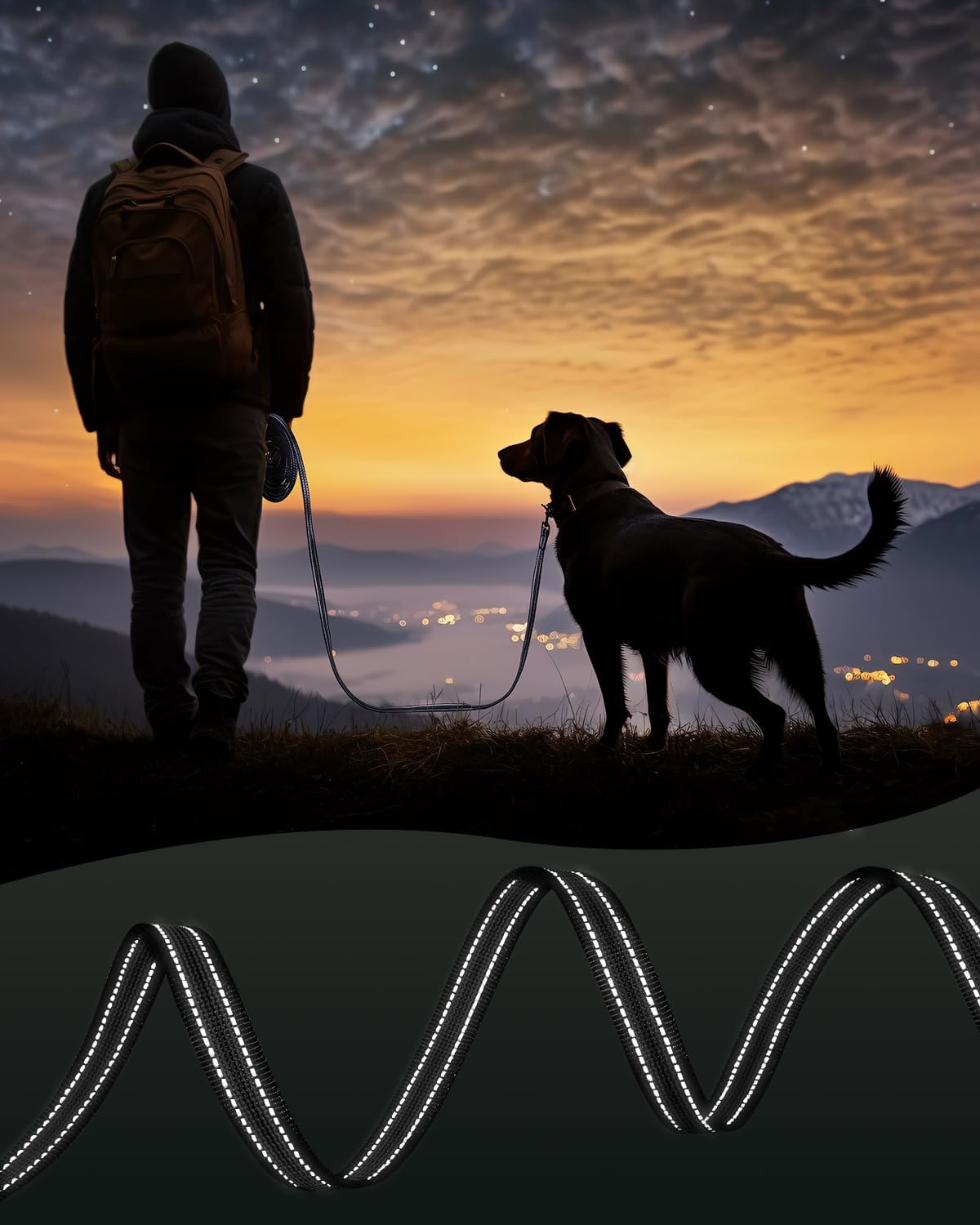 Toozey Recall Lead for Dogs 10 M Rubberised Dog Lead for Small to Large Dogs with Hand Loop and Storage Bag - Black (Width 2.0 Cm) image number 3