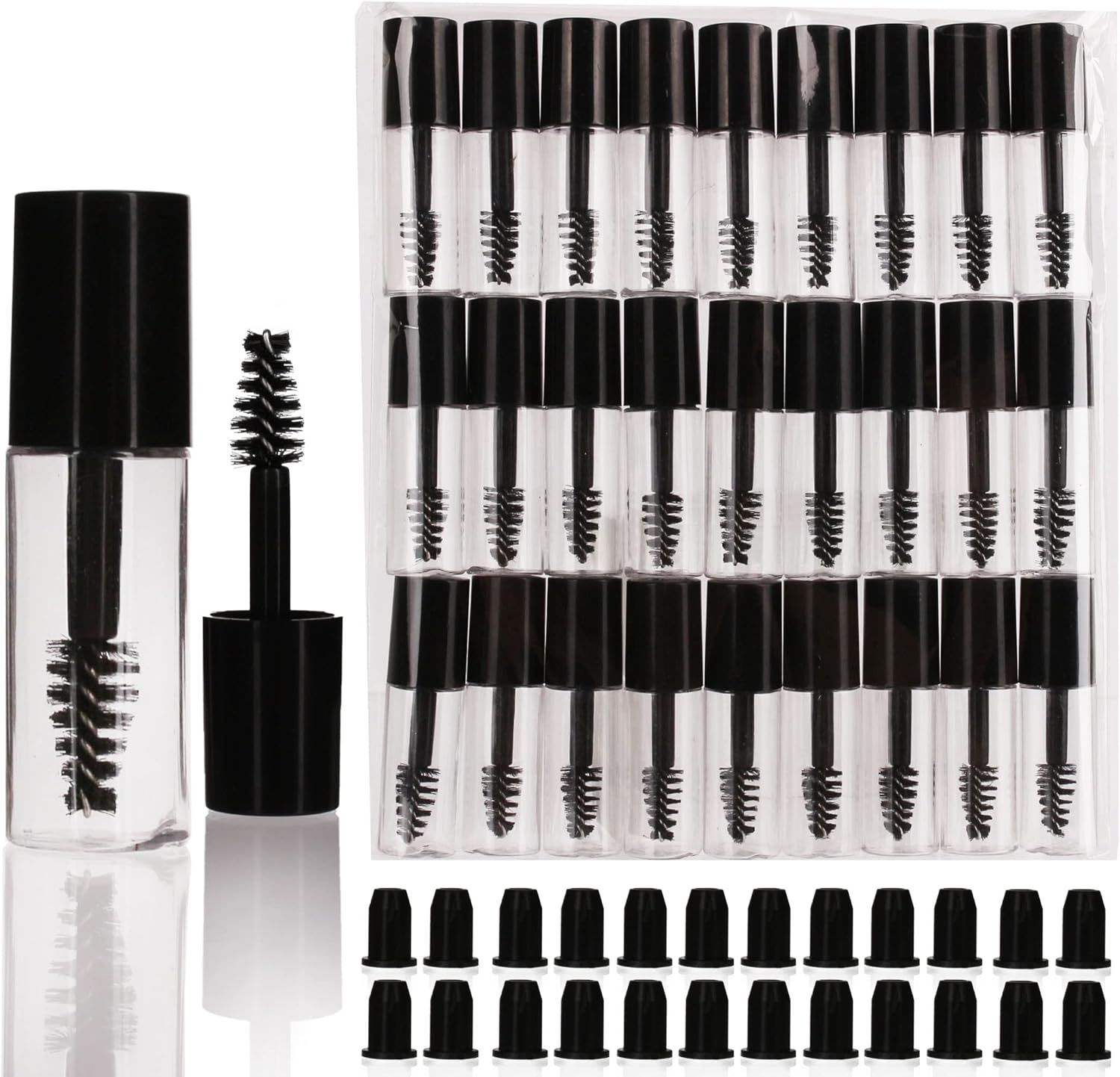 COSIDEA 29 PCS Empty Mini 3Ml Mascara Tubes and Wand for Castor Oil, Small Sample Size Eyelash Growth Packing Tube Container, 29 PCS, 87 Piece Set