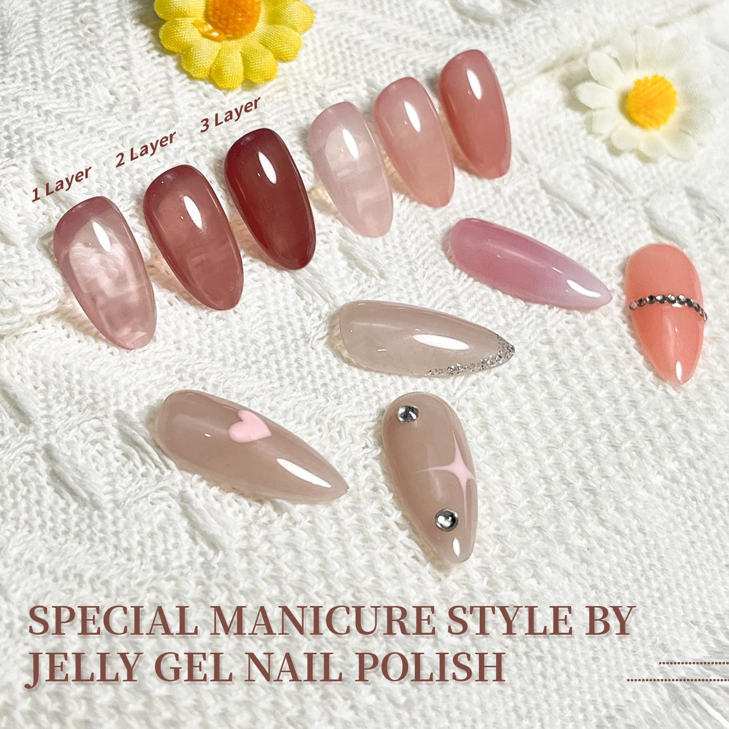 JODSONE 23PCS Gel Nail Polish Set 20 Translucent Jelly Color Natural and Elegant Long Lasting Suitable for Home and Salon image number 4