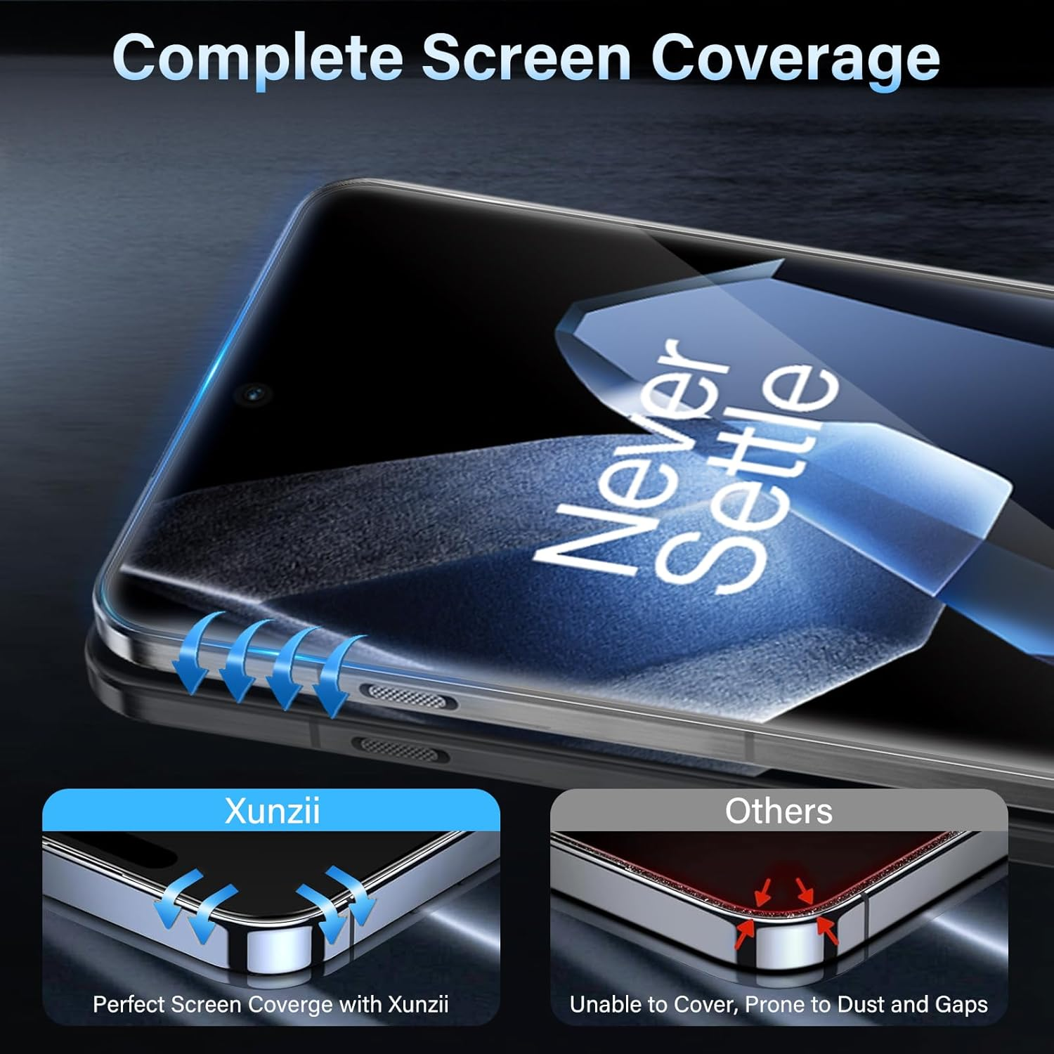 Xunzii Oneplus 13 5G for Tempered Glass, 3D Curved Screen Protector with Camera Protection [2+2 Pieces], Ultra Clear 9H Hardness Anti-Scratch Protective Glass Bubble-Free Screen Protector Film - Transparent image number 7