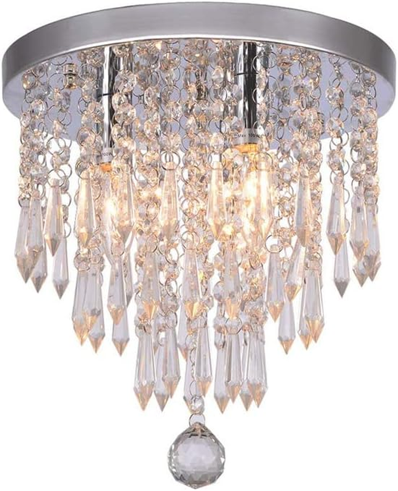UOSR Modern Mini Crystal Chandelier LED D30*H30Cm Semi Flush Mount 3 Colors Lighting Kitchen Light Fixtures Crystal Ceiling Lamp Modern Decor for Bedrooms Living Room Dinning Rooms Hallway Kids Room image number 4