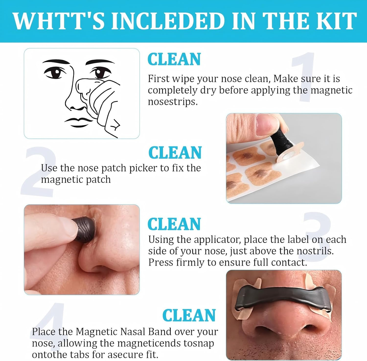 Breathing Magnetic Nasal Strip 60Pcs / 30 Pairs, Boost Oxygen Intake, Reduce Snoring, Improve Sleep Quality - Skin Safe Strips - Extra Strength Snoring Solution, Antisnore Sleep Aid for Men & Women Black image number 2