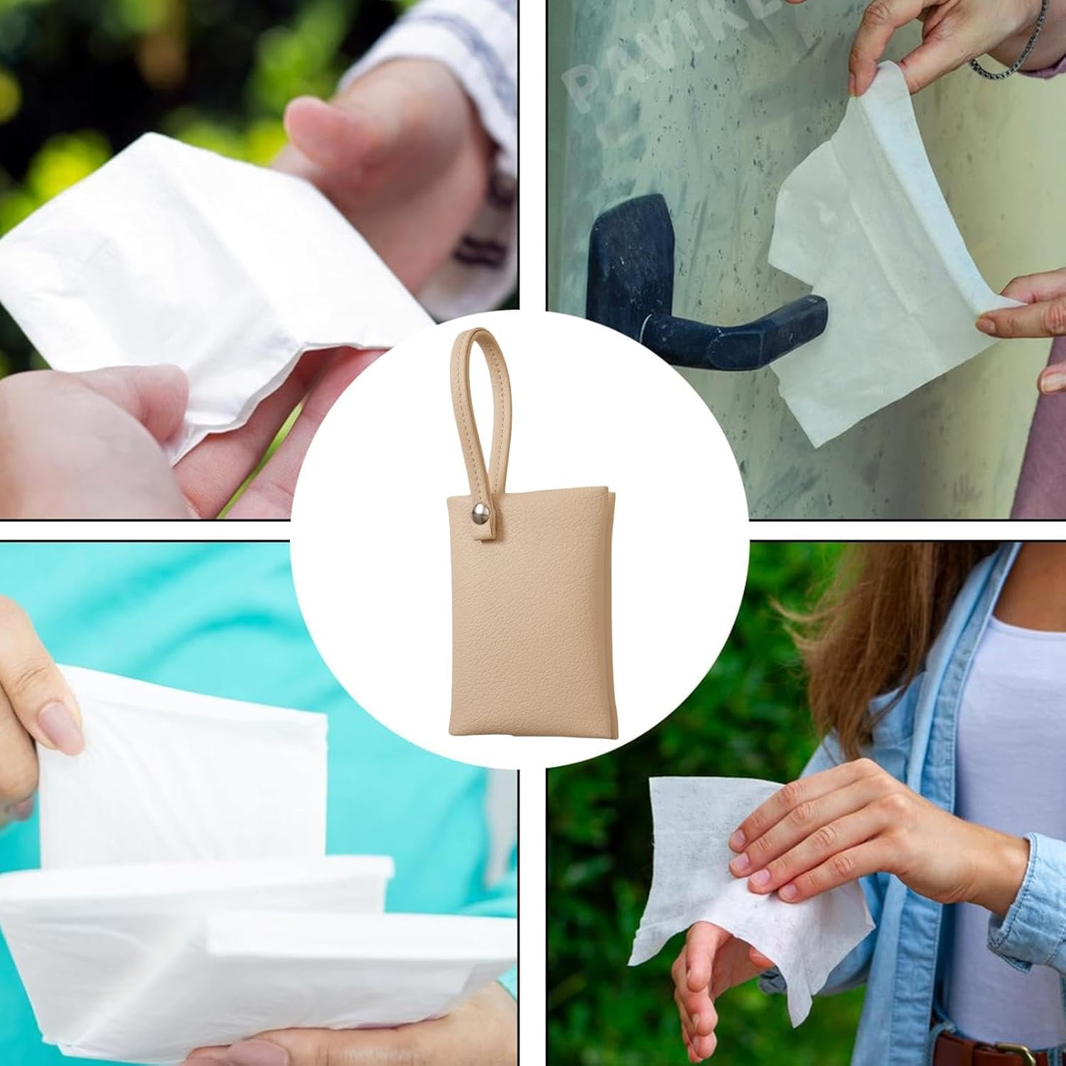 Purse Tissue Holder, Pocket Tissue Holder - Fashionable Waterproof Napkin Storage Bag - Outdoor Storage Supplies for Travel - Black image number 4