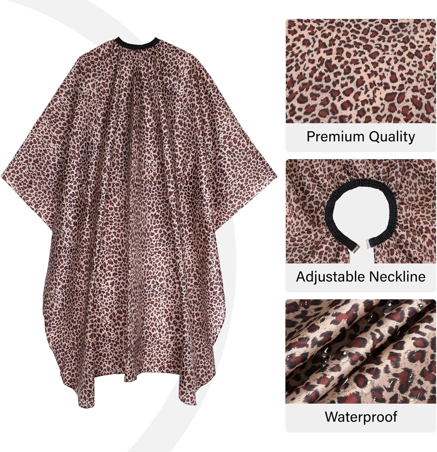Waterproof Barber Cape for Women Professional Hair Cutting Cape 64" X 56" Leopard Hair Cape for Haircut Cape with Adjustable Neckline Salon Cape for Hair Cutting Tools for Hair Stylist and Home Use image number 5