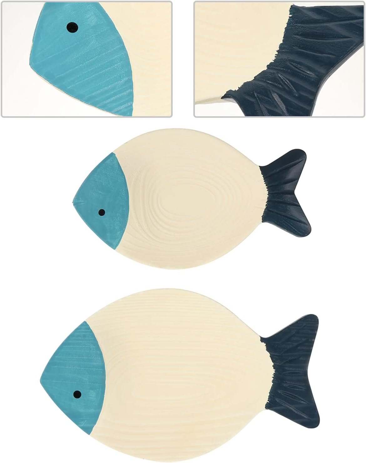 TOPPERFUN 2Pcs Small Fish Wall Hanging Decoration Fish Shaped Hanging Pendant Wall Art Decor for Home Ornament Wood Ornaments for Living - Sky-Blue image number 6
