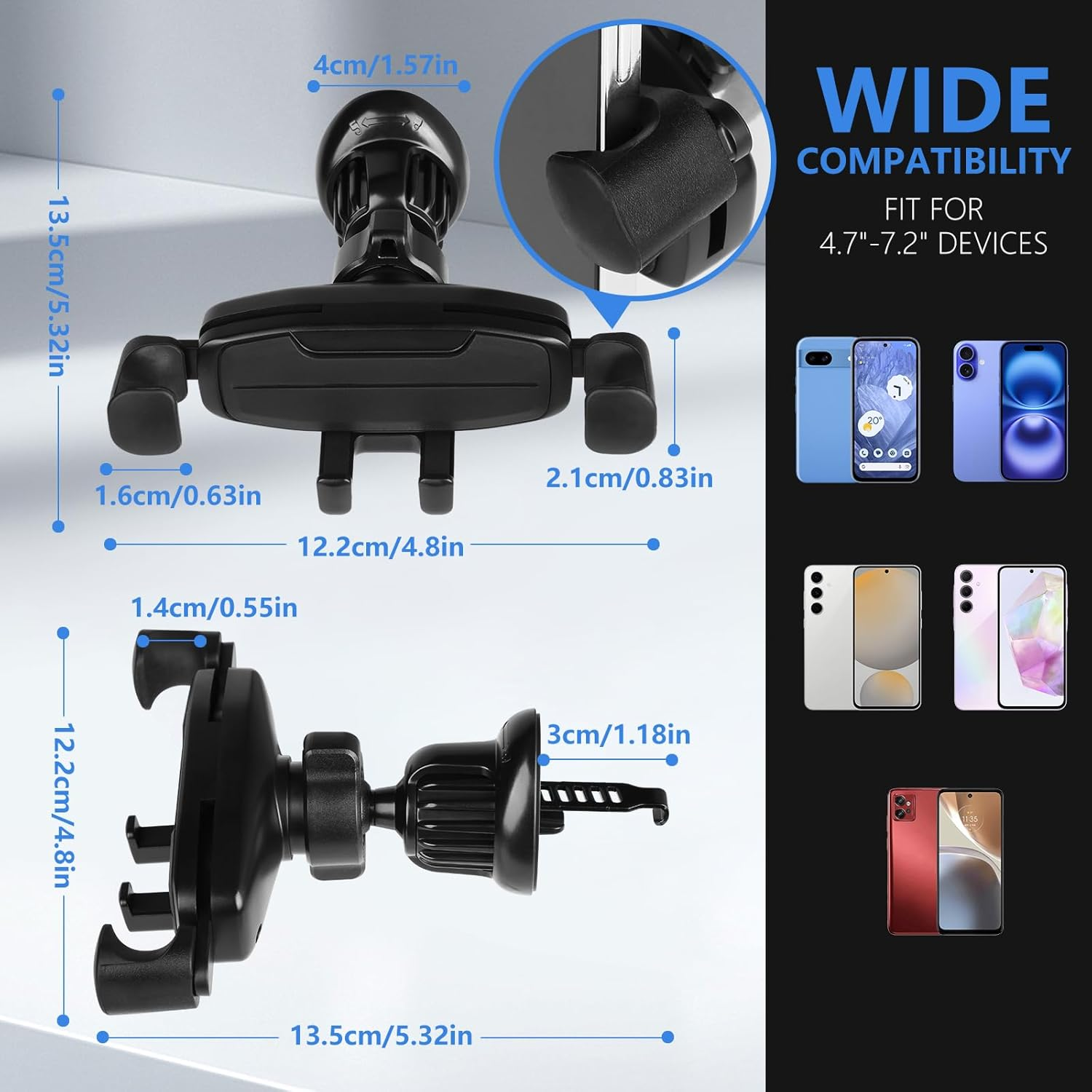 KIKISML Car Phone Holder, Cell Phone Mount for Car Gravity Air Vent Clip Hook One Hand Operation Adjustable Automobile Holder Cradle for Almost Phone Compatible with Iphone 16 15 14 Galaxy S24 A55 A56 image number 4