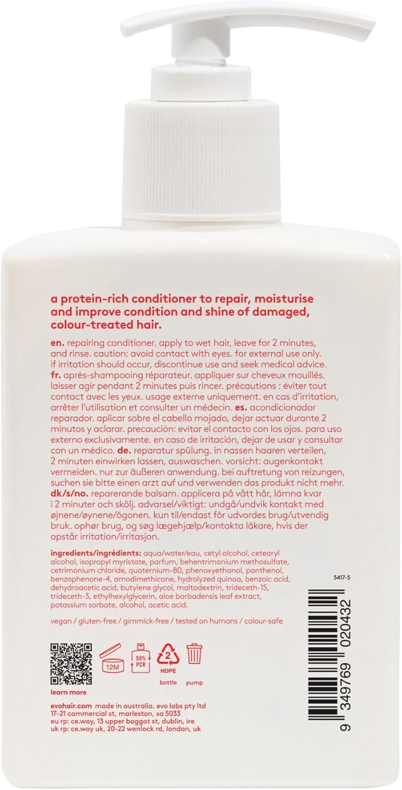 Evo Ritual Salvation Repairing Hair Shampoo & Conditioner - Gently Cleanses, Treats Damaged & Brittle Hair - 300Ml / 10.1Fl.Oz image number 4