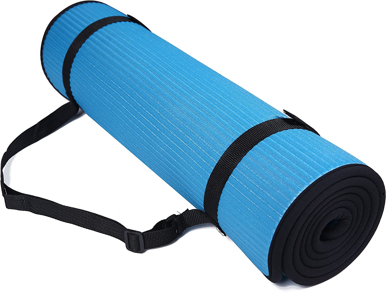 Signature Fitness All-Purpose 2/5-Inch (10Mm) Extra Thick High Density Anti-Slip Exercise Pilates Yoga Mat with Carrying Strap, Multiple Colors