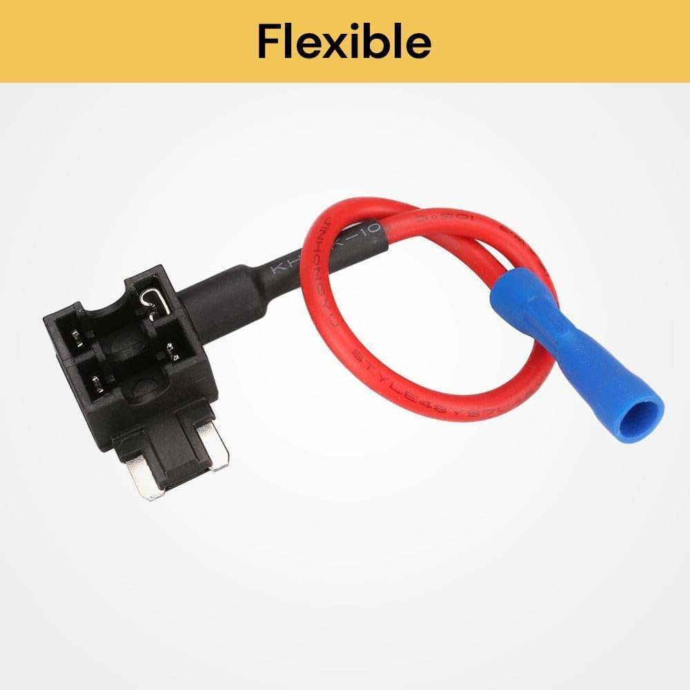 Spendeal FT3 12V Add-A-Circuit Fuse Tap, Piggy Back Blade Holder Plug Socket, Fuse Holder Adapter Mini Size ATM APM Blade Plug Socket Pure for Cars Trucks Boats Copper Wire (5 Pcs)