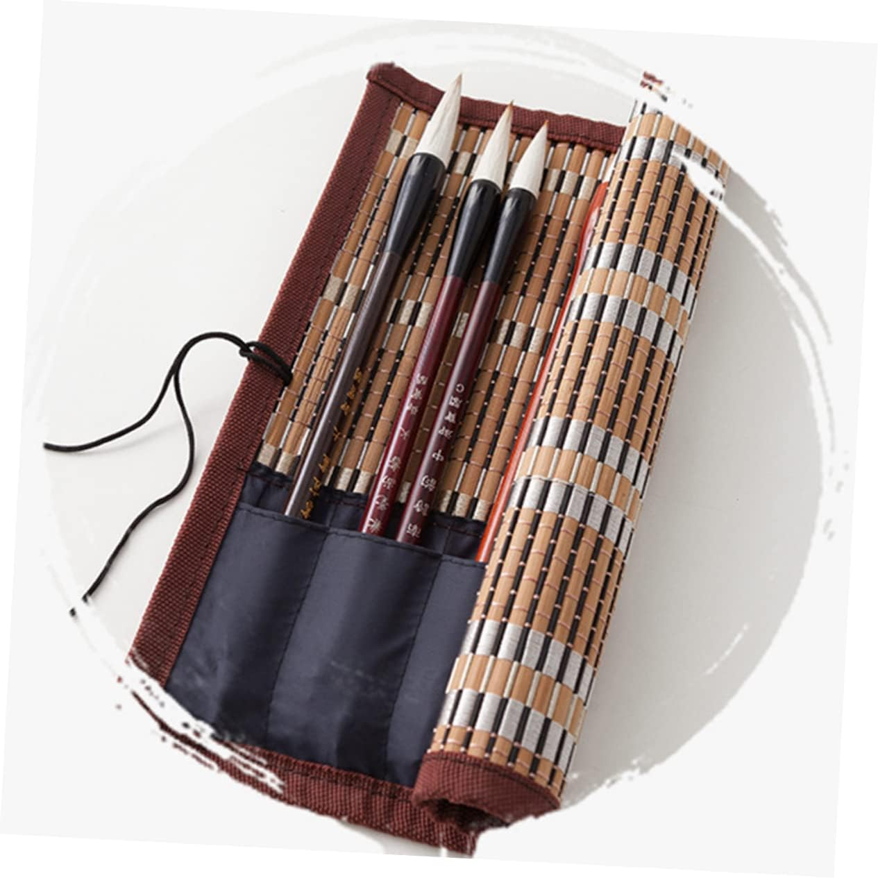 ABOOFAN 2 Pcs Writing Brush Holder Evil Eye Hair Clip Portable Brush Holder Teeth Charm Angel Keychain Paint Brush Case Paintbrush Organizer Chinese Calligraphy Brush Holder Student Bamboo image number 1