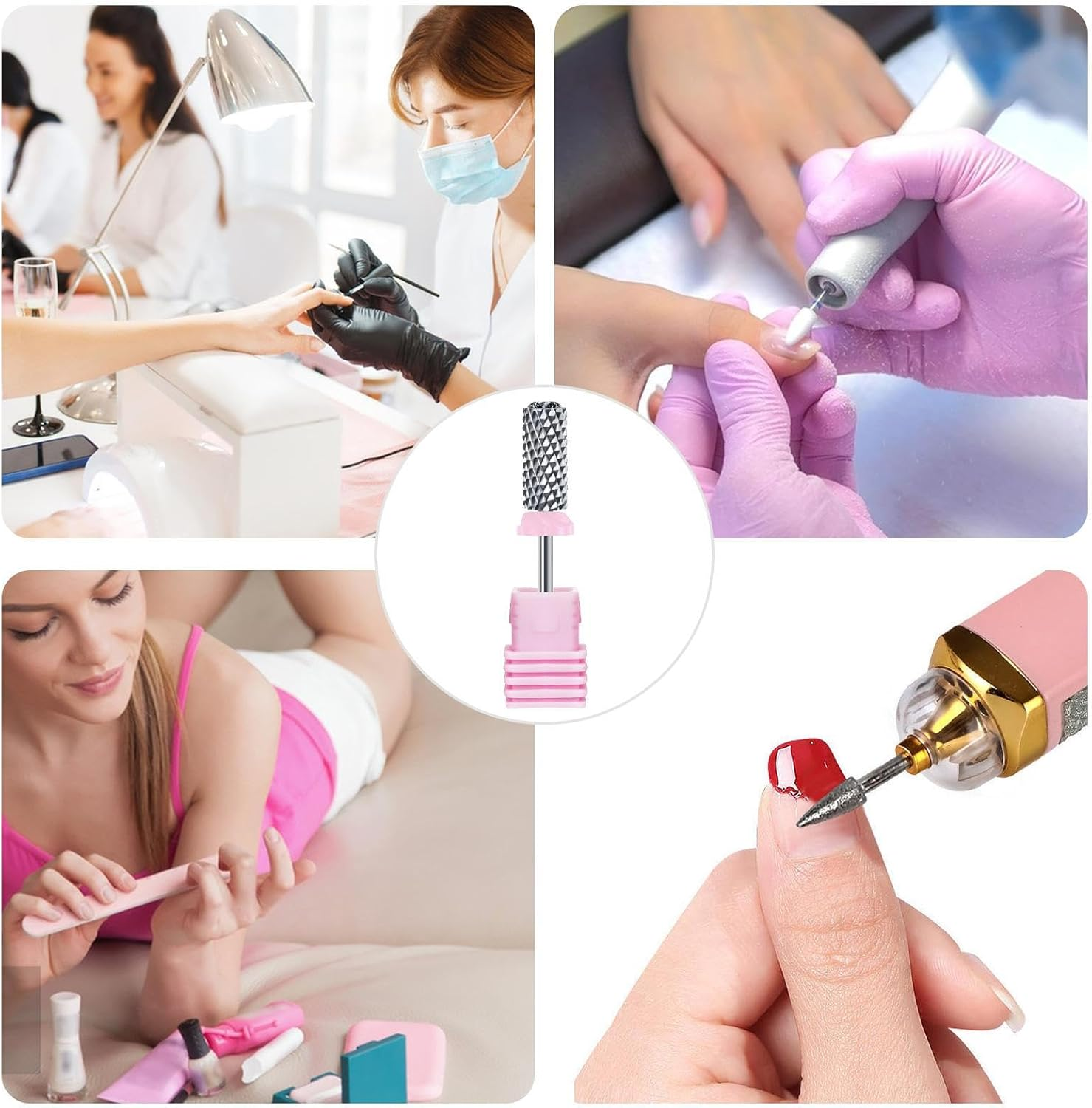 Cuticle Nail Bits | Acrylic Nail Drilltools - Rhinestone Dotted Cuticle Efile Remover, Gel Remover for Manicure Pedicure, Home Salon image number 1